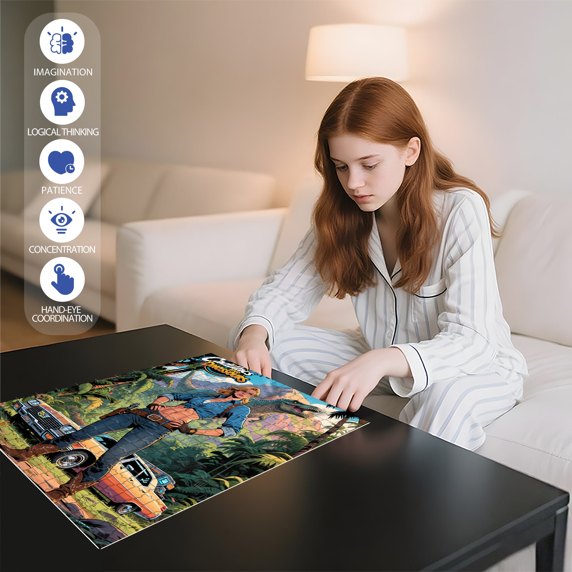 Dinosaur Island 500pcs/1000pcs Jigsaw Puzzle, Scratch-Resistant, Interactive Family Game & Brain-Boosting DIY Decor, Perfect for Halloween, Christmas & New Year Gifts, Family Puzzle Game