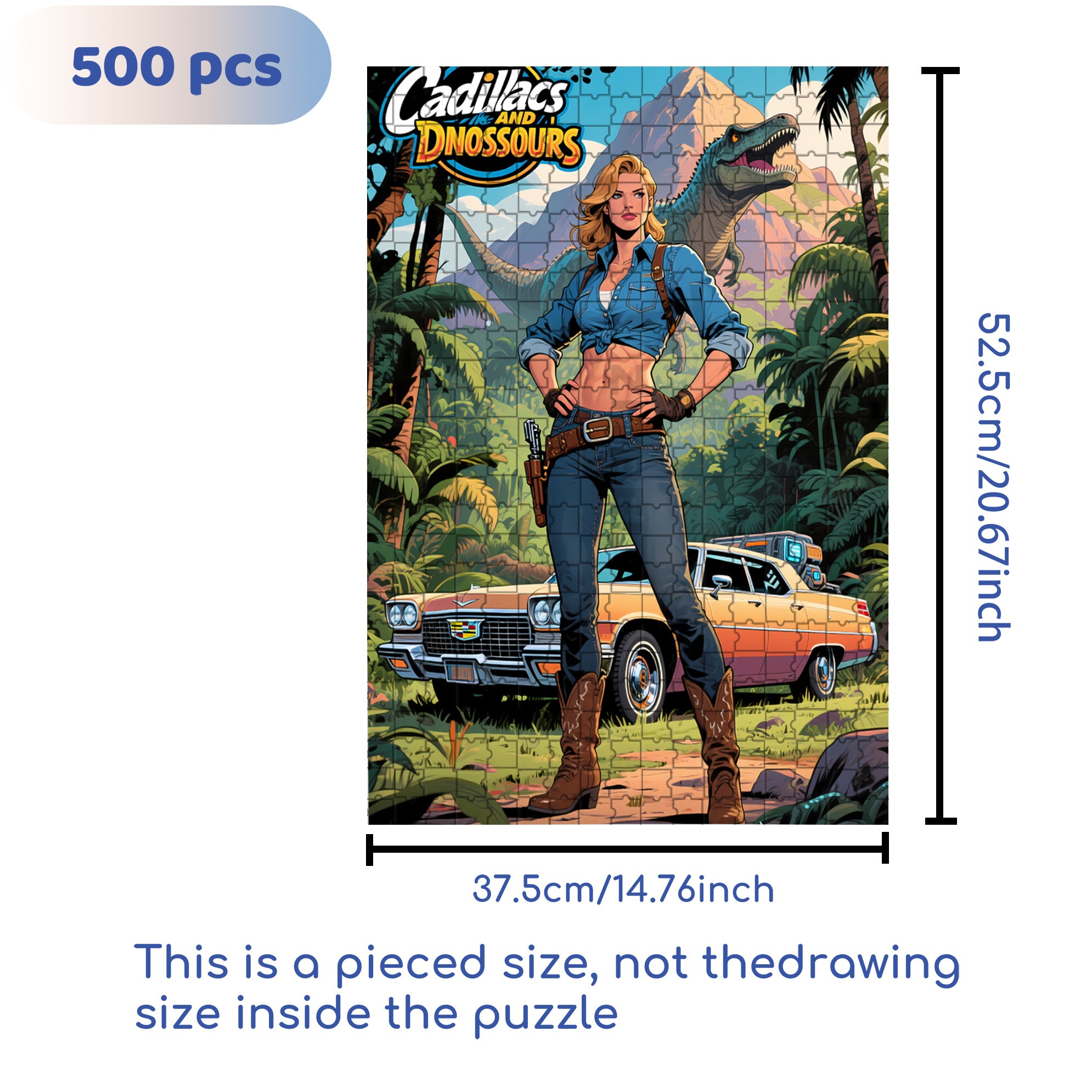 Dinosaur Island 500pcs/1000pcs Jigsaw Puzzle, Scratch-Resistant, Interactive Family Game & Brain-Boosting DIY Decor, Perfect for Halloween, Christmas & New Year Gifts, Family Puzzle Game