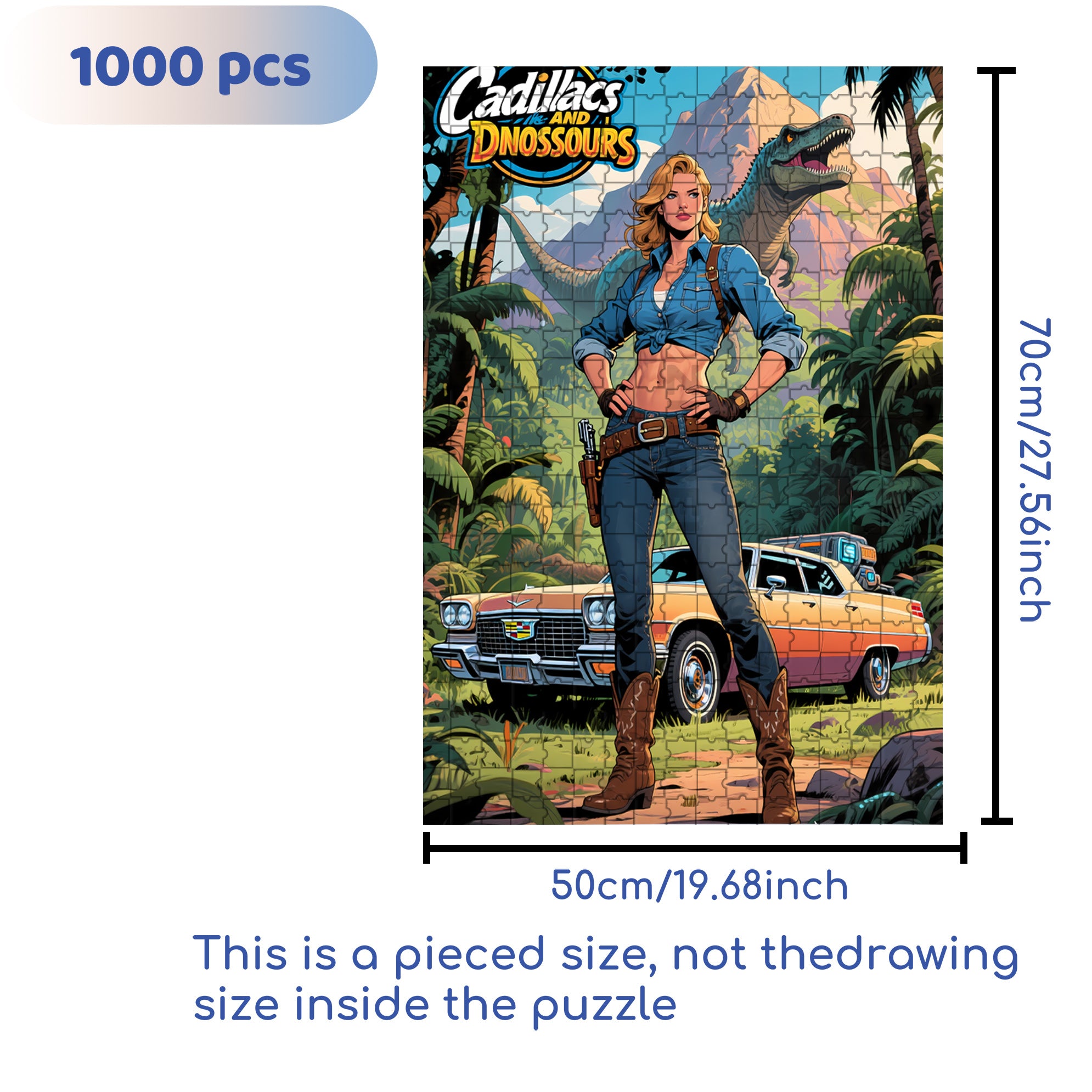 Dinosaur Island 500pcs/1000pcs Jigsaw Puzzle, Scratch-Resistant, Interactive Family Game & Brain-Boosting DIY Decor, Perfect for Halloween, Christmas & New Year Gifts, Family Puzzle Game