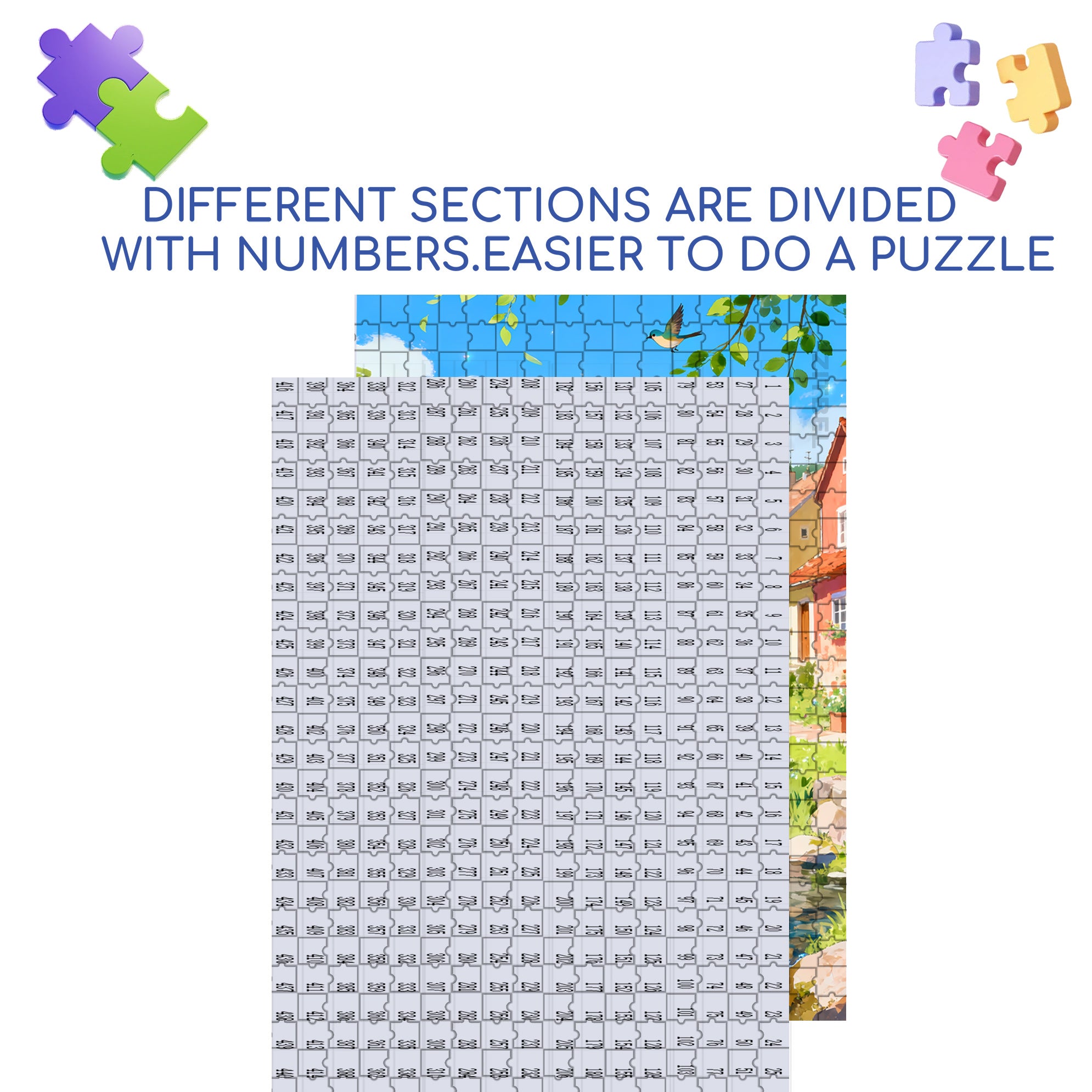 Dream Town 500pcs/1000pcs Jigsaw Puzzle, Scratch-Resistant, Interactive Family Game & Brain-Boosting DIY Decor, Perfect for Halloween, Christmas & New Year Gifts, Family Puzzle Game