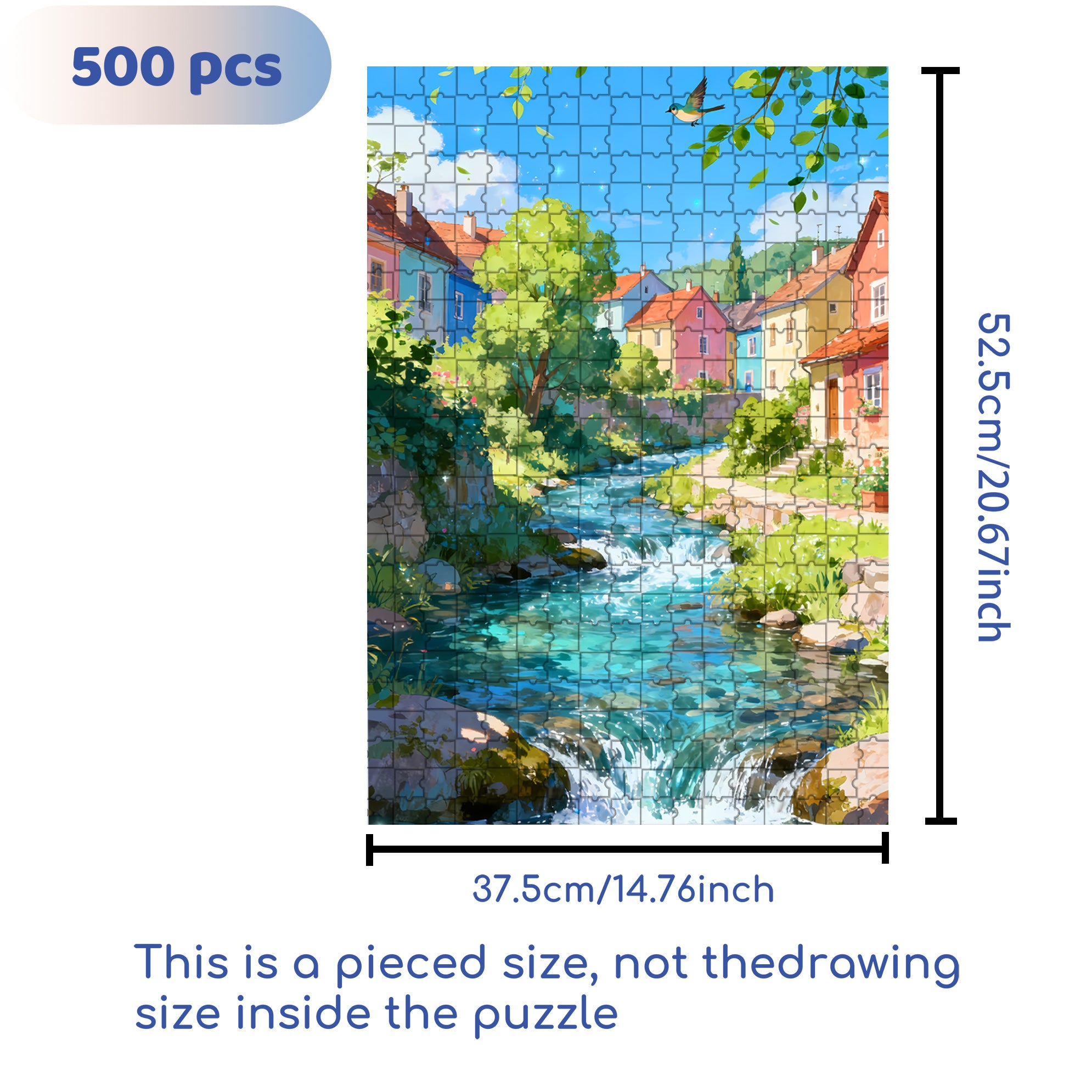 Dream Town 500pcs/1000pcs Jigsaw Puzzle, Scratch-Resistant, Interactive Family Game & Brain-Boosting DIY Decor, Perfect for Halloween, Christmas & New Year Gifts, Family Puzzle Game