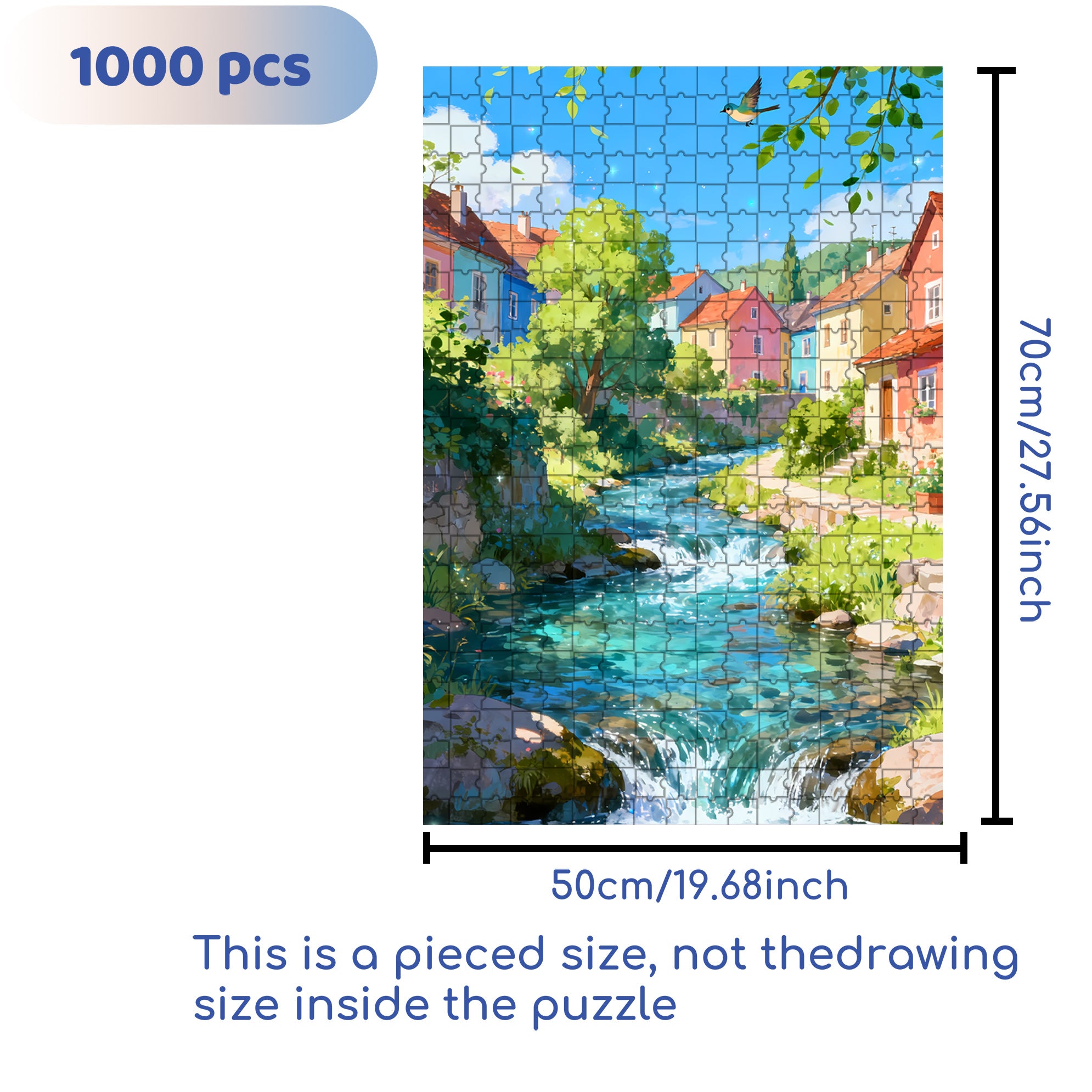 Dream Town 500pcs/1000pcs Jigsaw Puzzle, Scratch-Resistant, Interactive Family Game & Brain-Boosting DIY Decor, Perfect for Halloween, Christmas & New Year Gifts, Family Puzzle Game