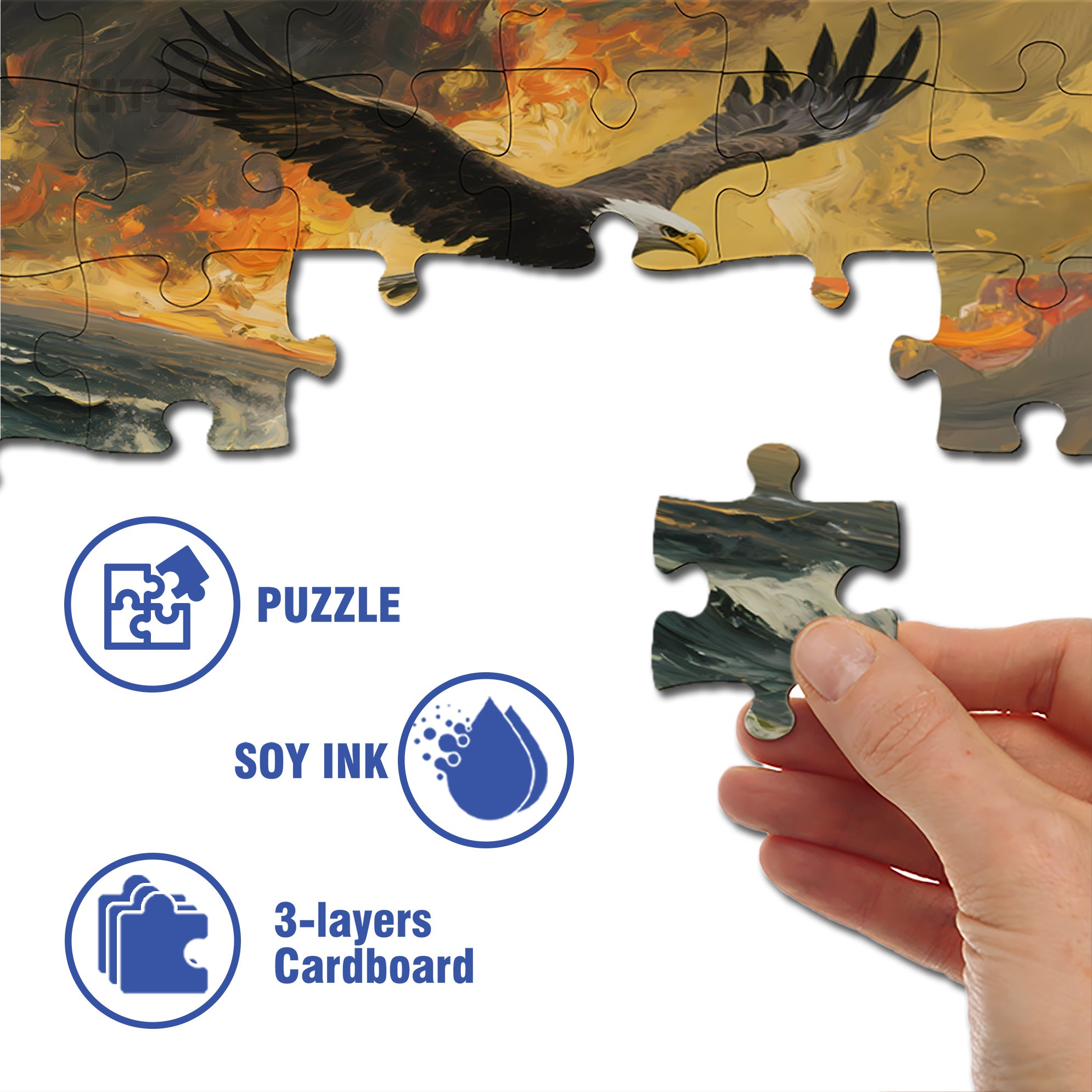 Eagle 500pcs/1000pcs Jigsaw Puzzle, Scratch-Resistant, Interactive Family Game & Brain-Boosting DIY Decor, Perfect for Halloween, Christmas & New Year Gifts, Family Puzzle Game