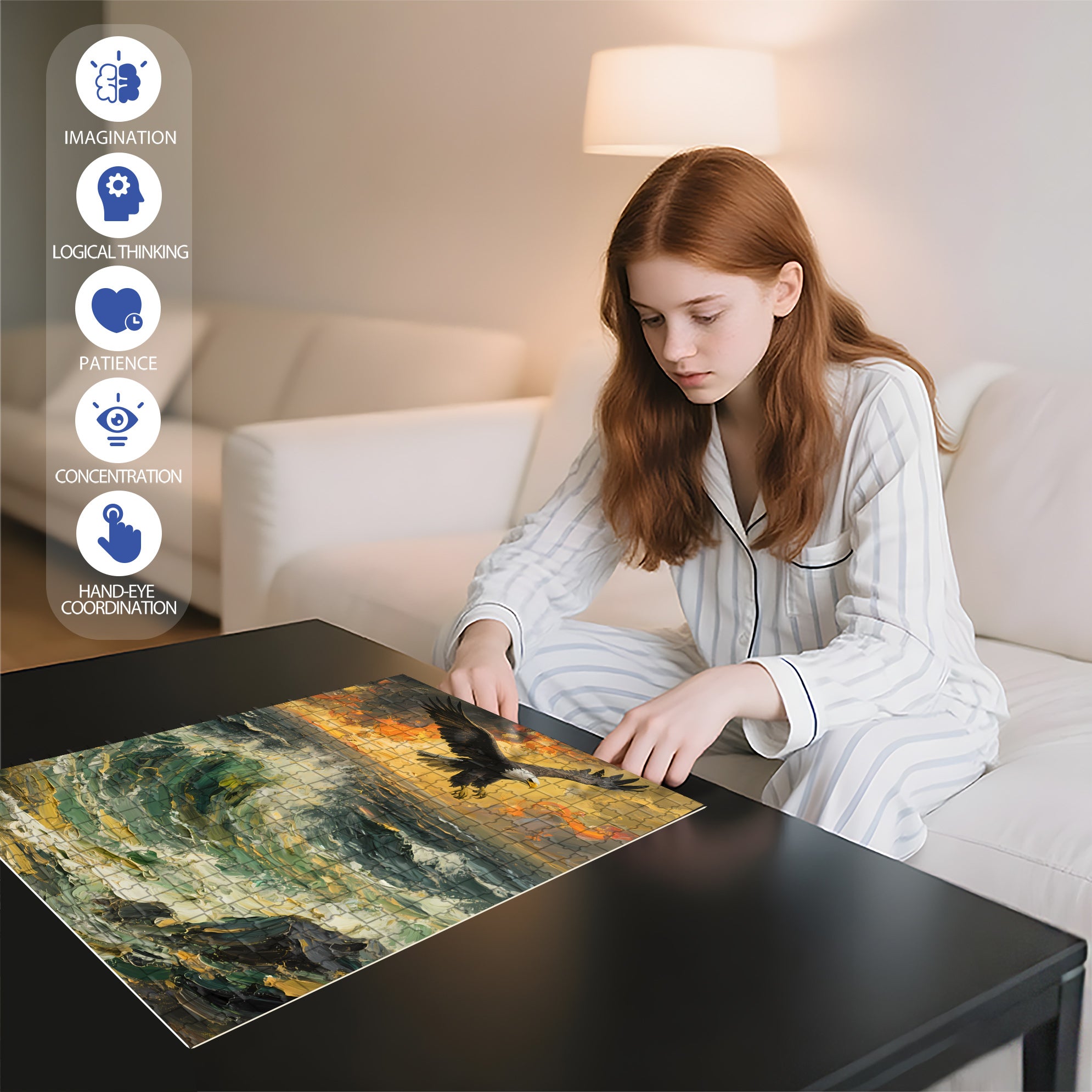 Eagle 500pcs/1000pcs Jigsaw Puzzle, Scratch-Resistant, Interactive Family Game & Brain-Boosting DIY Decor, Perfect for Halloween, Christmas & New Year Gifts, Family Puzzle Game