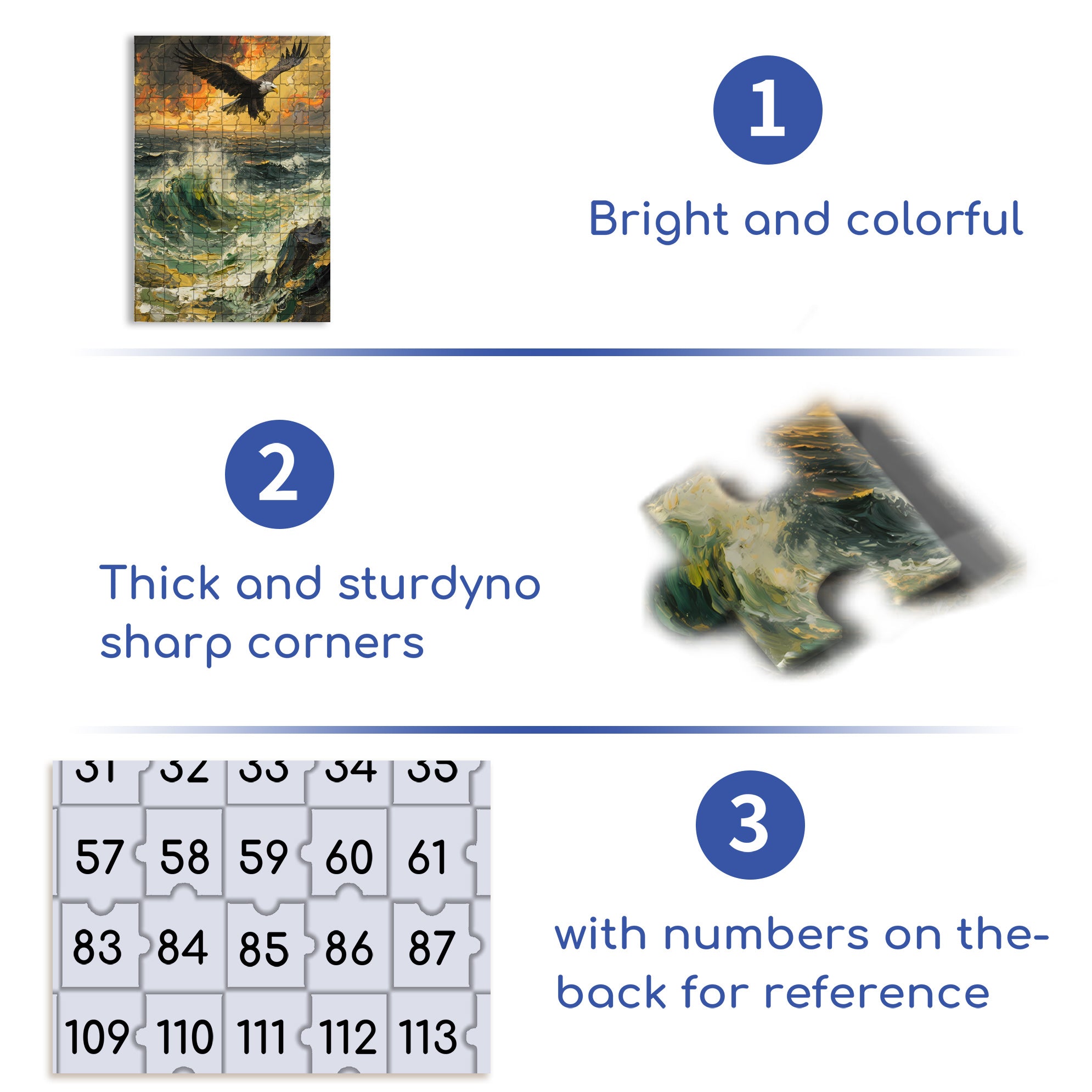 Eagle 500pcs/1000pcs Jigsaw Puzzle, Scratch-Resistant, Interactive Family Game & Brain-Boosting DIY Decor, Perfect for Halloween, Christmas & New Year Gifts, Family Puzzle Game