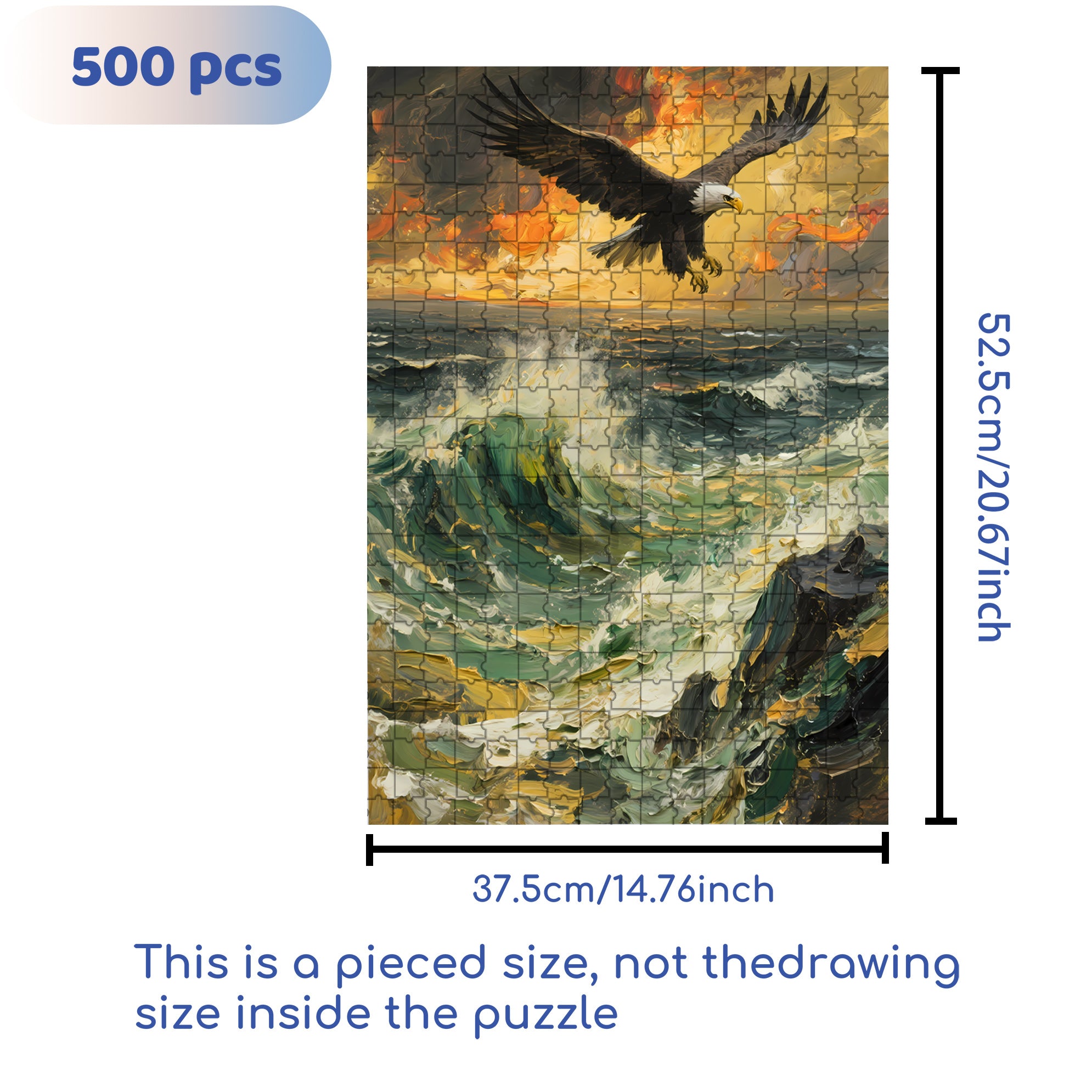 Eagle 500pcs/1000pcs Jigsaw Puzzle, Scratch-Resistant, Interactive Family Game & Brain-Boosting DIY Decor, Perfect for Halloween, Christmas & New Year Gifts, Family Puzzle Game