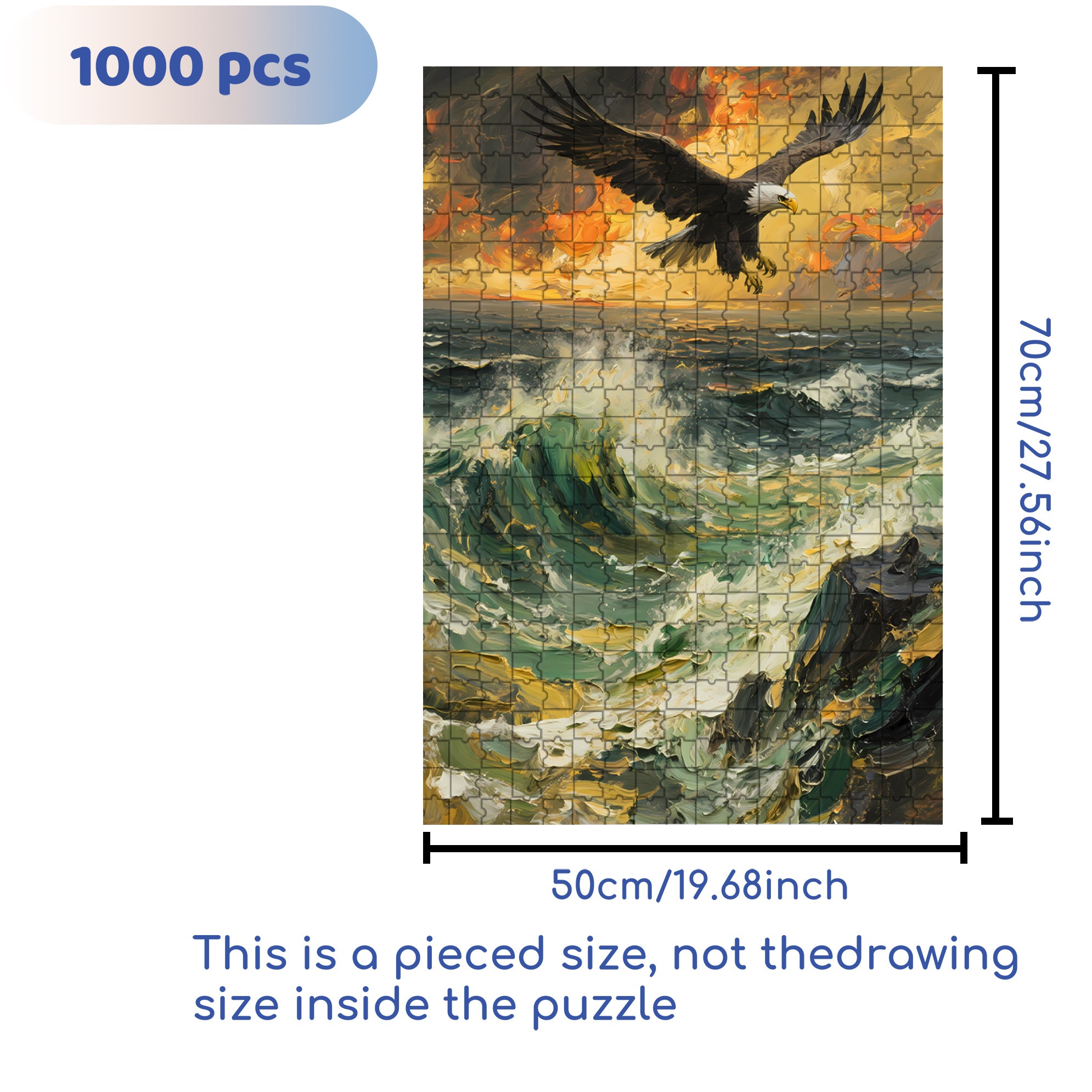 Eagle 500pcs/1000pcs Jigsaw Puzzle, Scratch-Resistant, Interactive Family Game & Brain-Boosting DIY Decor, Perfect for Halloween, Christmas & New Year Gifts, Family Puzzle Game