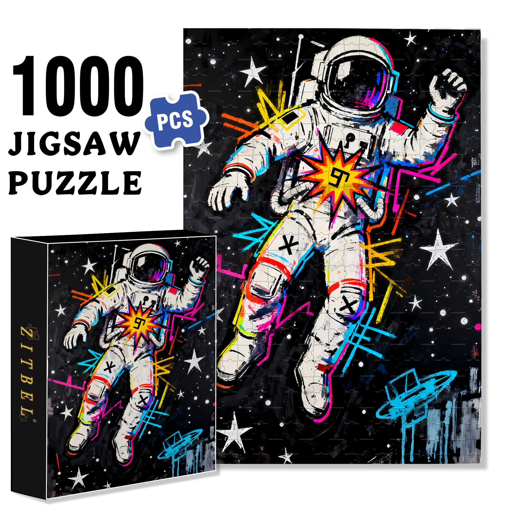 Floating Astronaut 500pcs/1000pcs Jigsaw Puzzle, Scratch-Resistant, Interactive Family Game & Brain-Boosting DIY Decor, Perfect for Halloween, Christmas & New Year Gifts, Family Puzzle Game