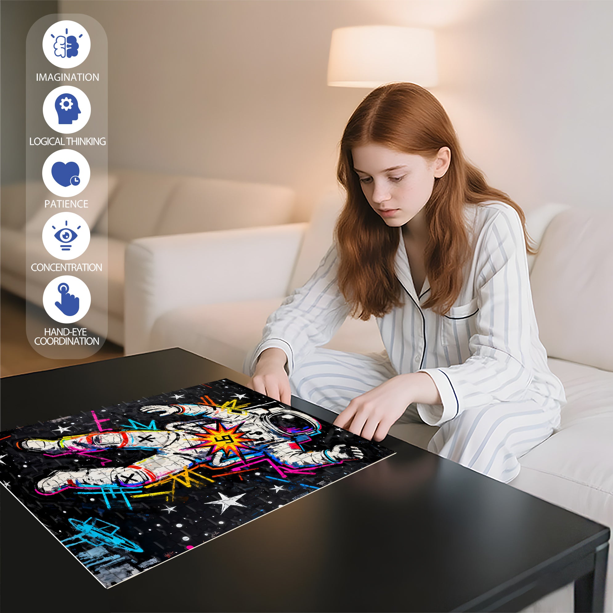 Floating Astronaut 500pcs/1000pcs Jigsaw Puzzle, Scratch-Resistant, Interactive Family Game & Brain-Boosting DIY Decor, Perfect for Halloween, Christmas & New Year Gifts, Family Puzzle Game