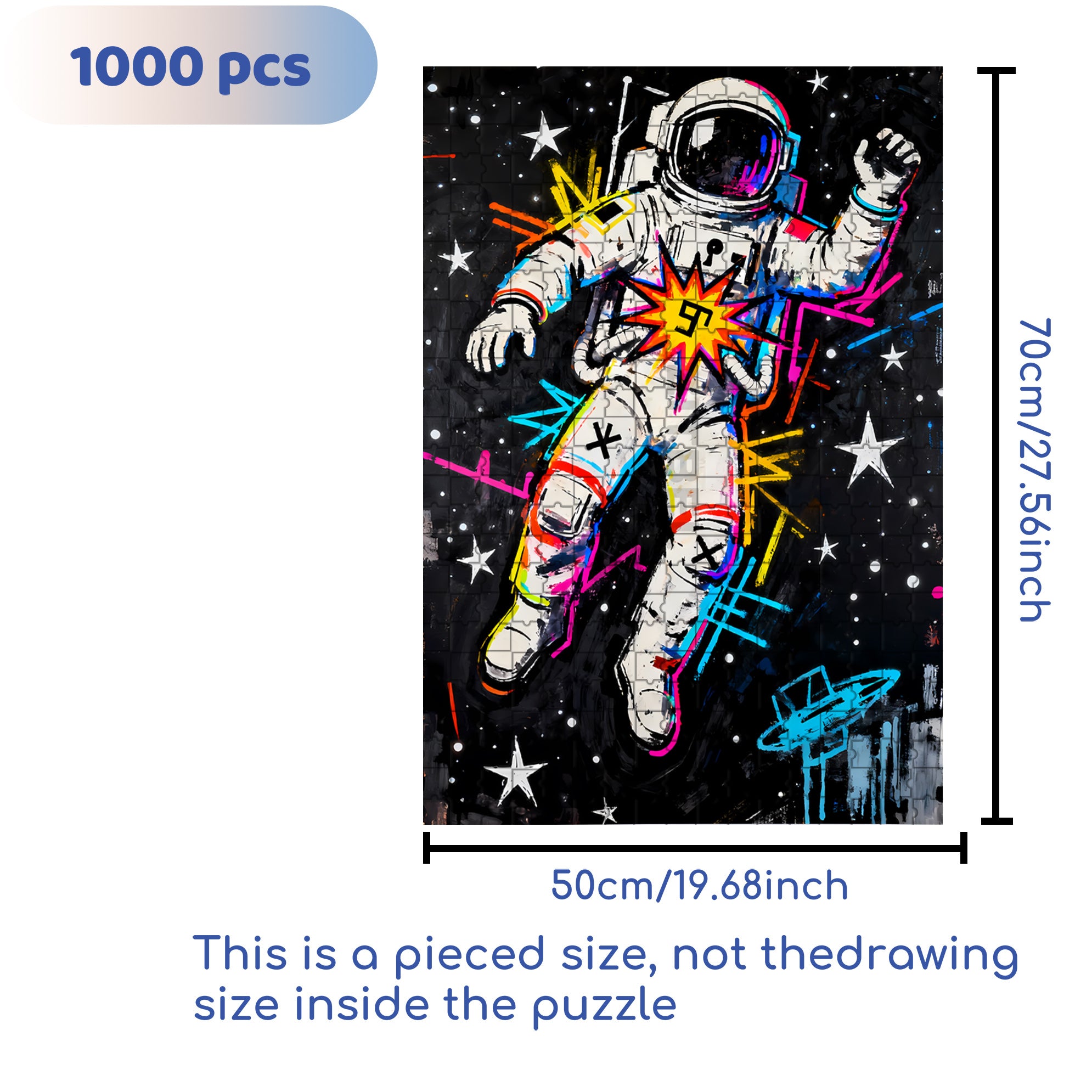 Floating Astronaut 500pcs/1000pcs Jigsaw Puzzle, Scratch-Resistant, Interactive Family Game & Brain-Boosting DIY Decor, Perfect for Halloween, Christmas & New Year Gifts, Family Puzzle Game