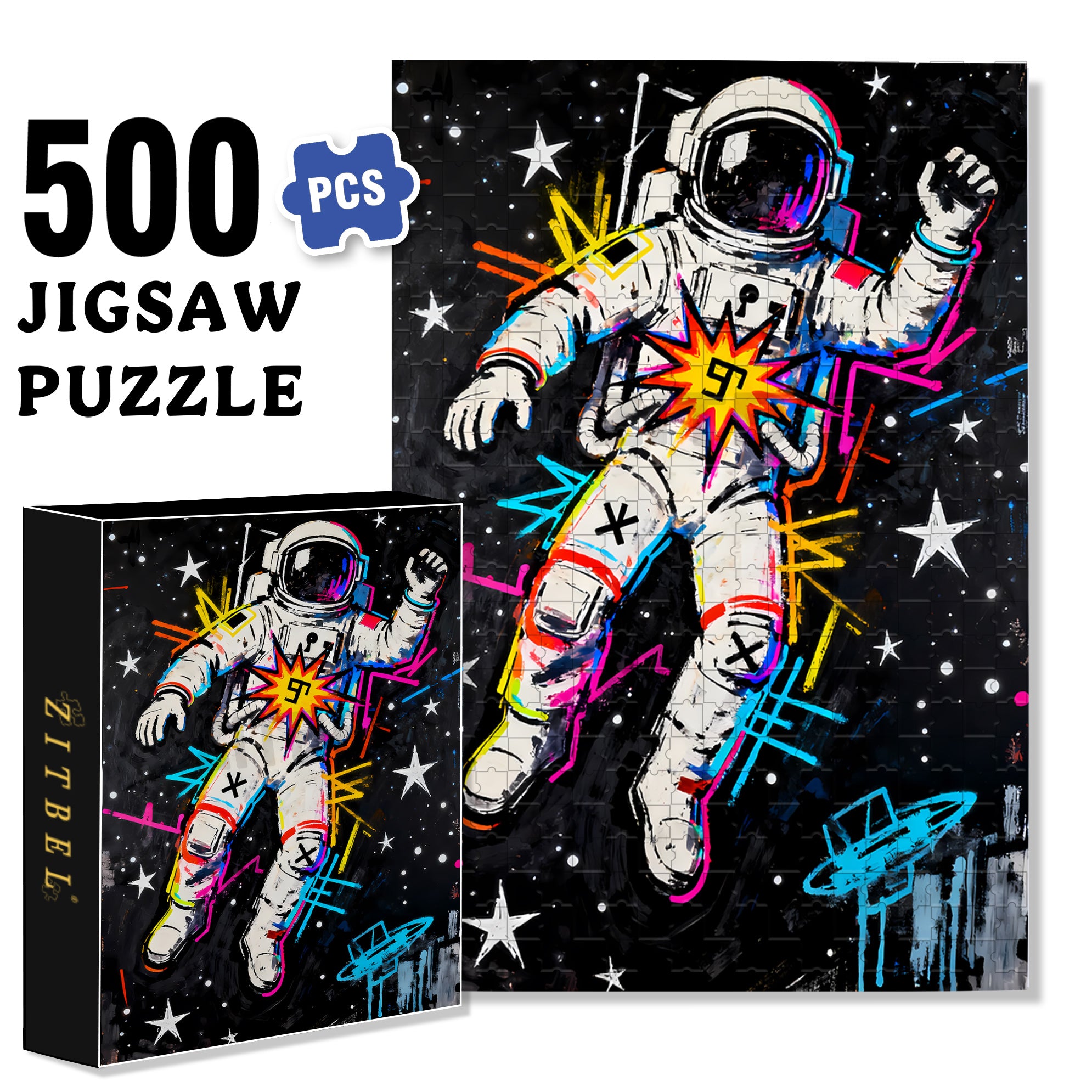 Floating Astronaut 500pcs/1000pcs Jigsaw Puzzle, Scratch-Resistant, Interactive Family Game & Brain-Boosting DIY Decor, Perfect for Halloween, Christmas & New Year Gifts, Family Puzzle Game