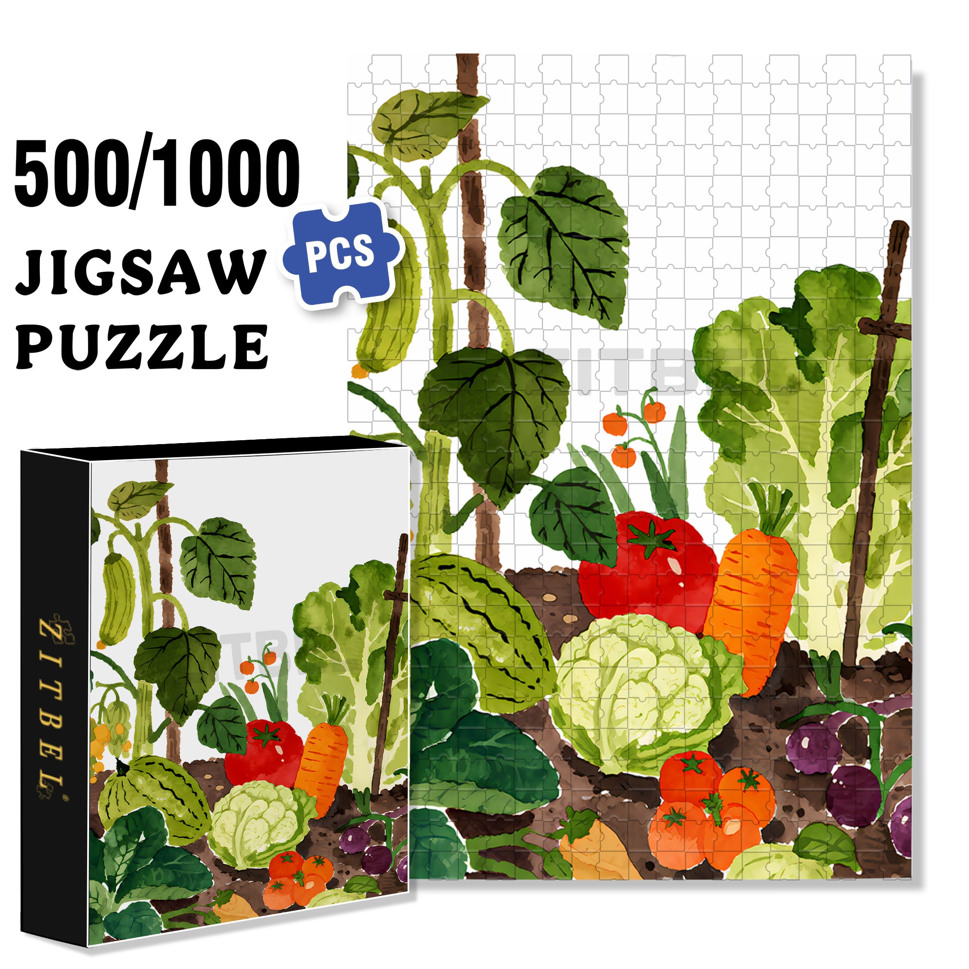 Fruit And Vegetable Paradise 500pcs/1000pcs Jigsaw Puzzle, Scratch-Resistant, Interactive Family Game & Brain-Boosting DIY Decor, Perfect for Halloween, Christmas & New Year Gifts, Family Puzzle Game