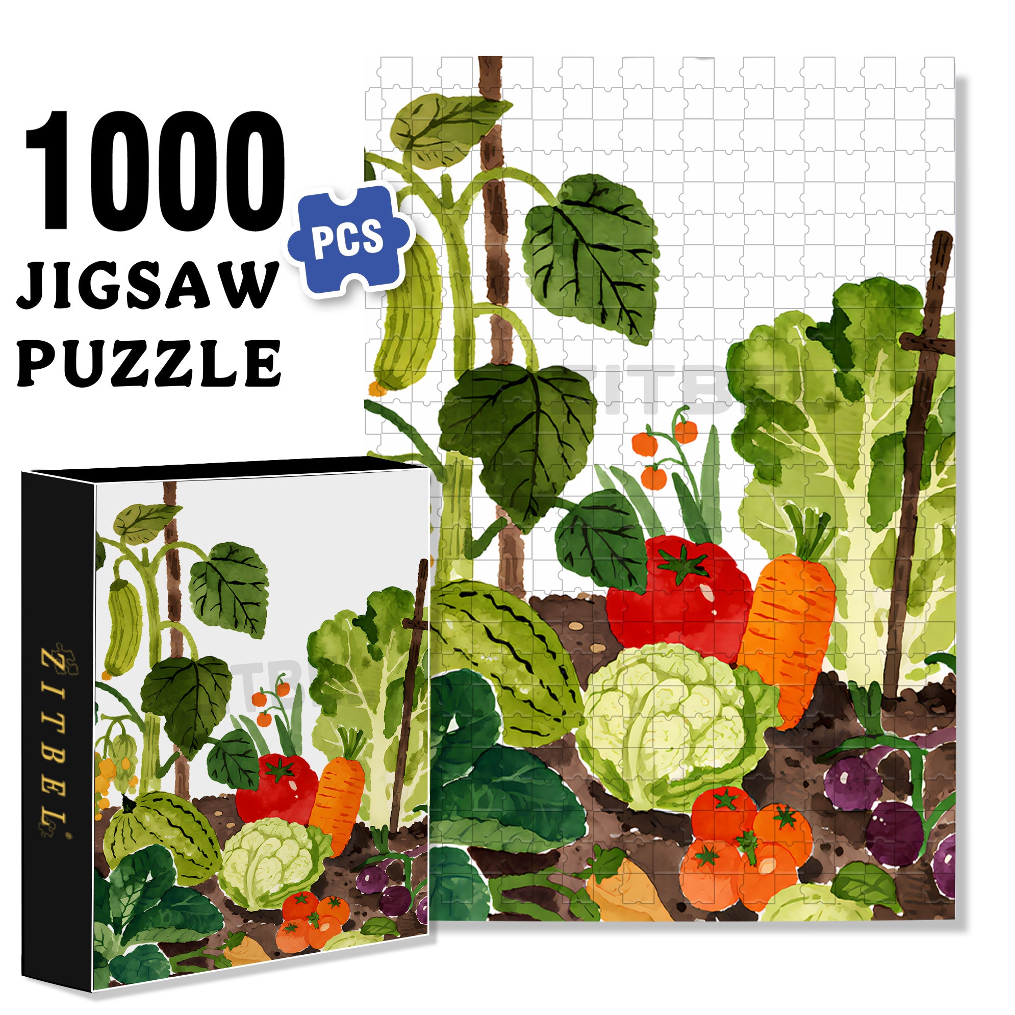 Fruit And Vegetable Paradise 500pcs/1000pcs Jigsaw Puzzle, Scratch-Resistant, Interactive Family Game & Brain-Boosting DIY Decor, Perfect for Halloween, Christmas & New Year Gifts, Family Puzzle Game