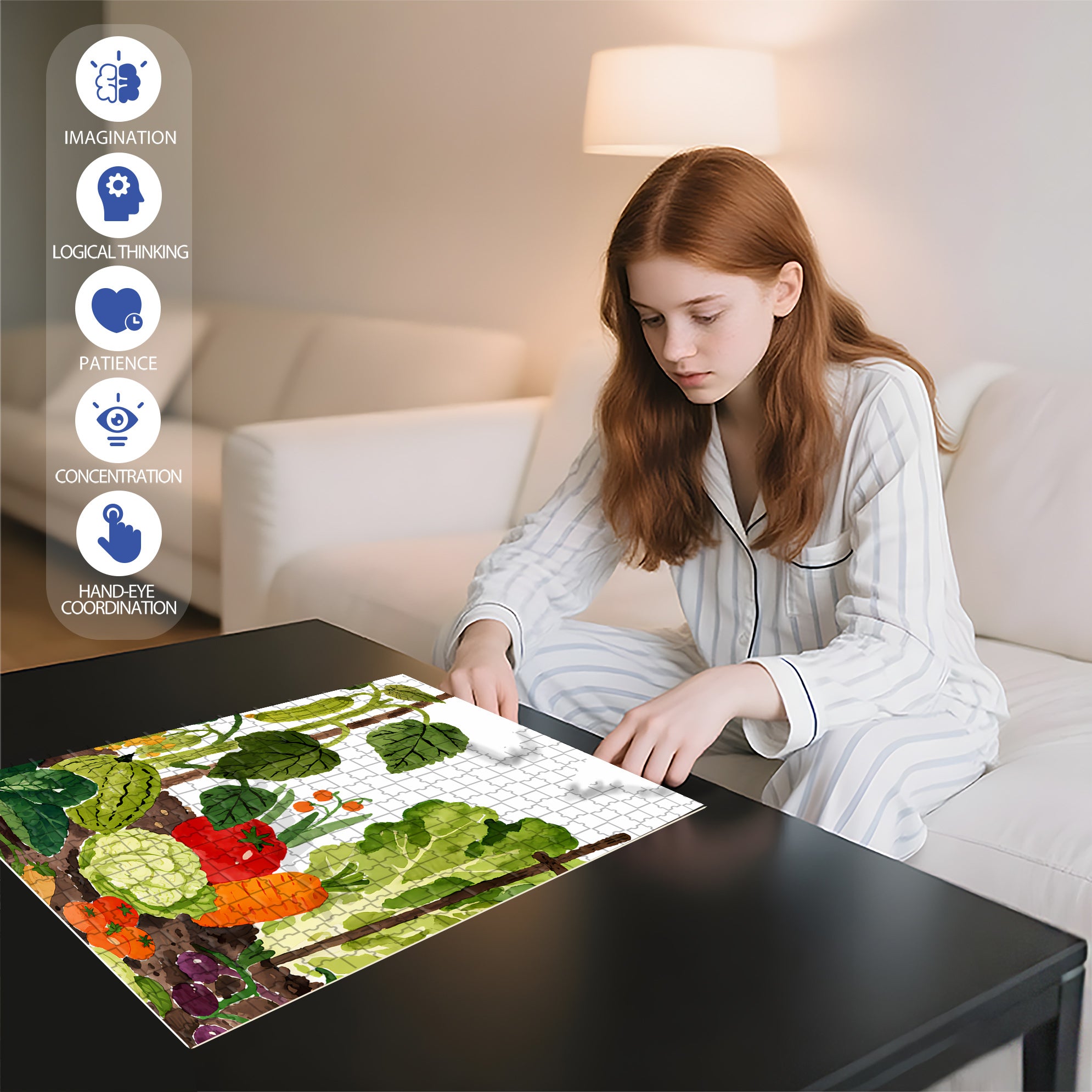 Fruit And Vegetable Paradise 500pcs/1000pcs Jigsaw Puzzle, Scratch-Resistant, Interactive Family Game & Brain-Boosting DIY Decor, Perfect for Halloween, Christmas & New Year Gifts, Family Puzzle Game