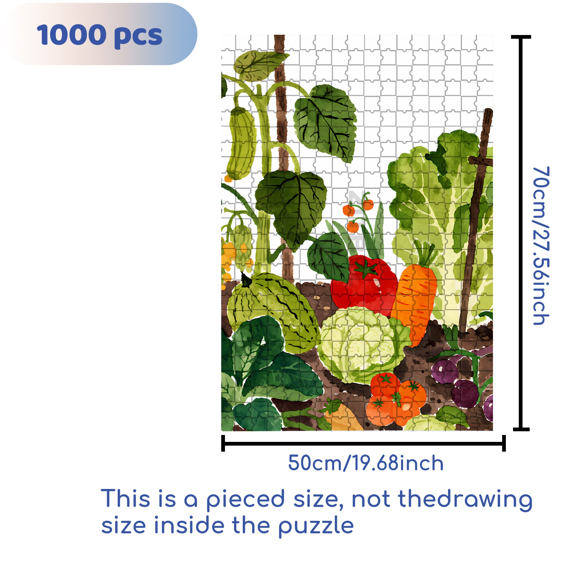Fruit And Vegetable Paradise 500pcs/1000pcs Jigsaw Puzzle, Scratch-Resistant, Interactive Family Game & Brain-Boosting DIY Decor, Perfect for Halloween, Christmas & New Year Gifts, Family Puzzle Game