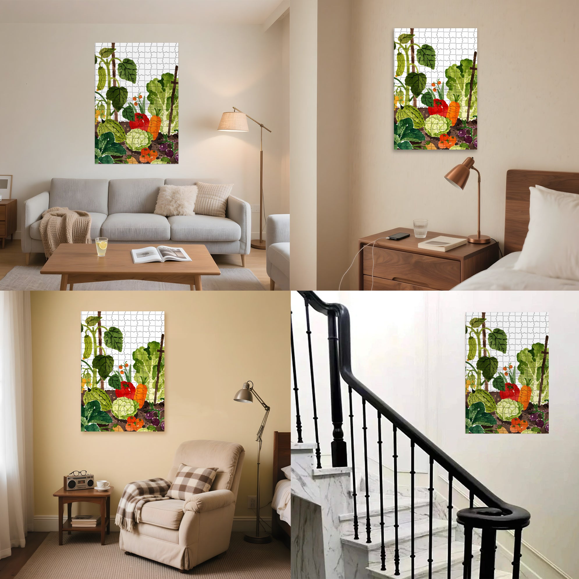Fruit And Vegetable Paradise 500pcs/1000pcs Jigsaw Puzzle, Scratch-Resistant, Interactive Family Game & Brain-Boosting DIY Decor, Perfect for Halloween, Christmas & New Year Gifts, Family Puzzle Game