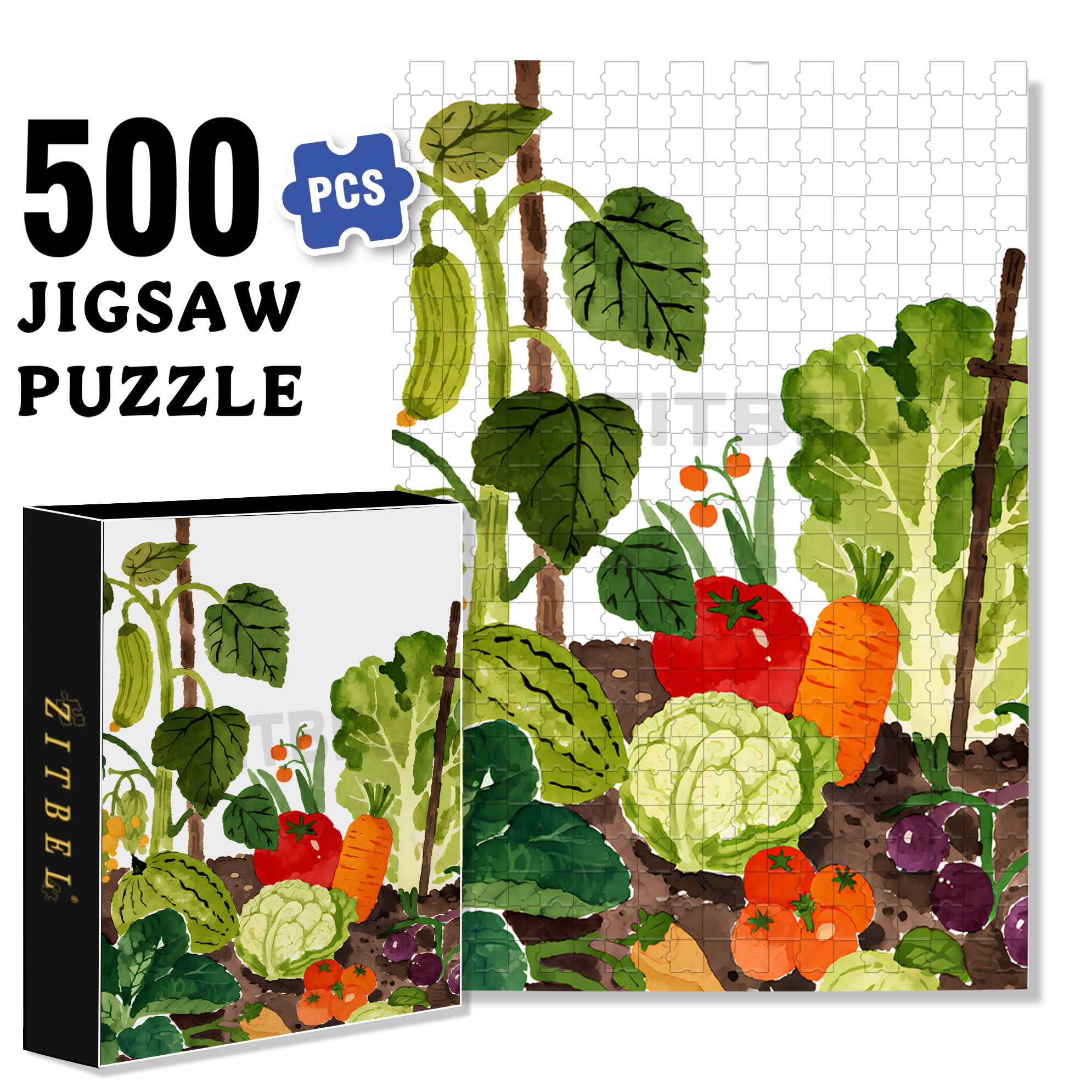 Fruit And Vegetable Paradise 500pcs/1000pcs Jigsaw Puzzle, Scratch-Resistant, Interactive Family Game & Brain-Boosting DIY Decor, Perfect for Halloween, Christmas & New Year Gifts, Family Puzzle Game