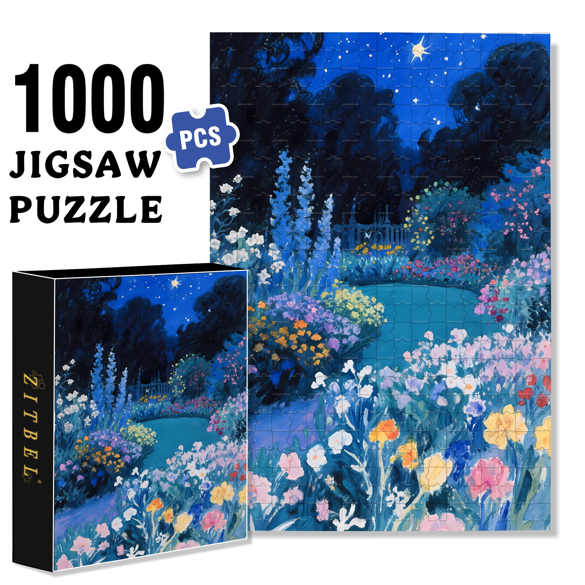 Garden At Night 500pcs/1000pcs Jigsaw Puzzle, Scratch-Resistant, Interactive Family Game & Brain-Boosting DIY Decor, Perfect for Halloween, Christmas & New Year Gifts, Family Puzzle Game