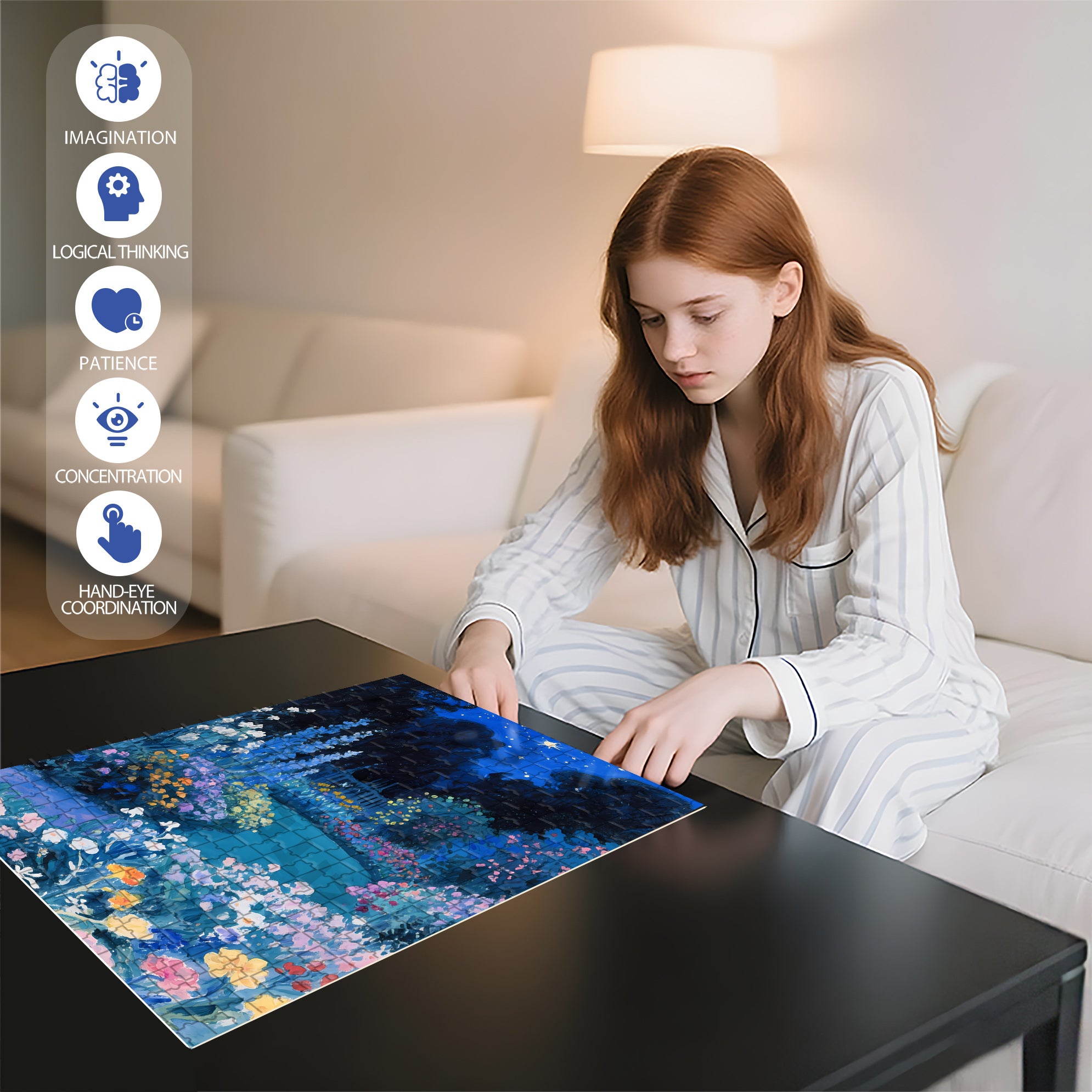 Garden At Night 500pcs/1000pcs Jigsaw Puzzle, Scratch-Resistant, Interactive Family Game & Brain-Boosting DIY Decor, Perfect for Halloween, Christmas & New Year Gifts, Family Puzzle Game