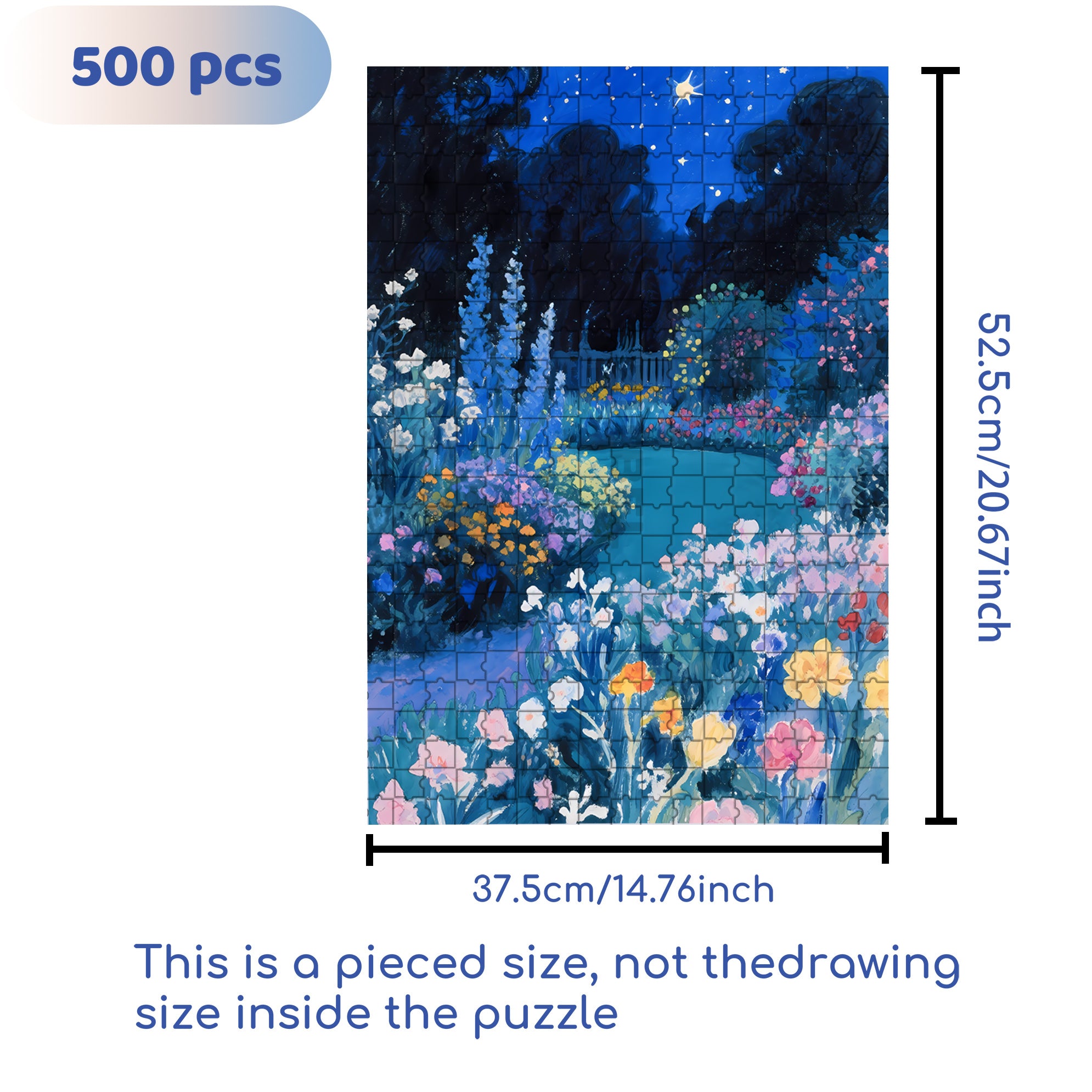 Garden At Night 500pcs/1000pcs Jigsaw Puzzle, Scratch-Resistant, Interactive Family Game & Brain-Boosting DIY Decor, Perfect for Halloween, Christmas & New Year Gifts, Family Puzzle Game