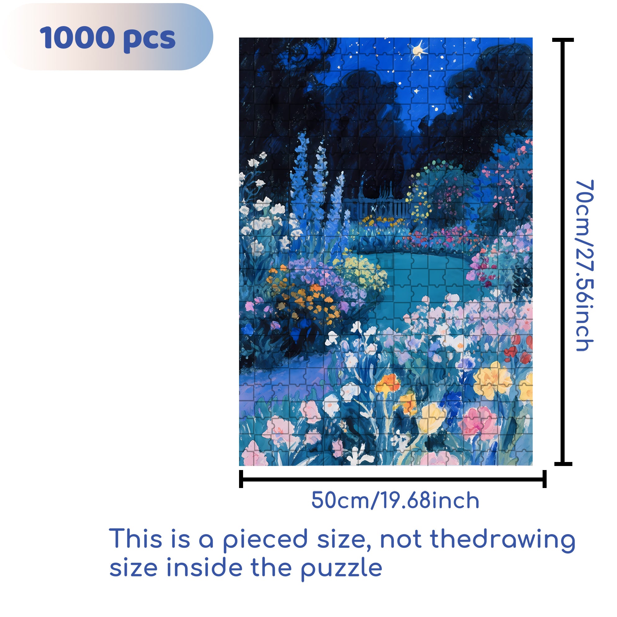 Garden At Night 500pcs/1000pcs Jigsaw Puzzle, Scratch-Resistant, Interactive Family Game & Brain-Boosting DIY Decor, Perfect for Halloween, Christmas & New Year Gifts, Family Puzzle Game
