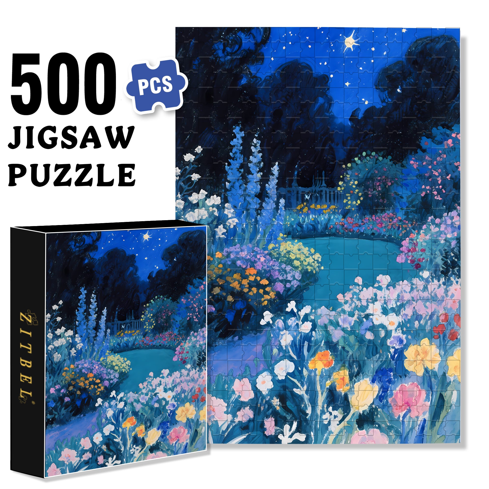 Garden At Night 500pcs/1000pcs Jigsaw Puzzle, Scratch-Resistant, Interactive Family Game & Brain-Boosting DIY Decor, Perfect for Halloween, Christmas & New Year Gifts, Family Puzzle Game