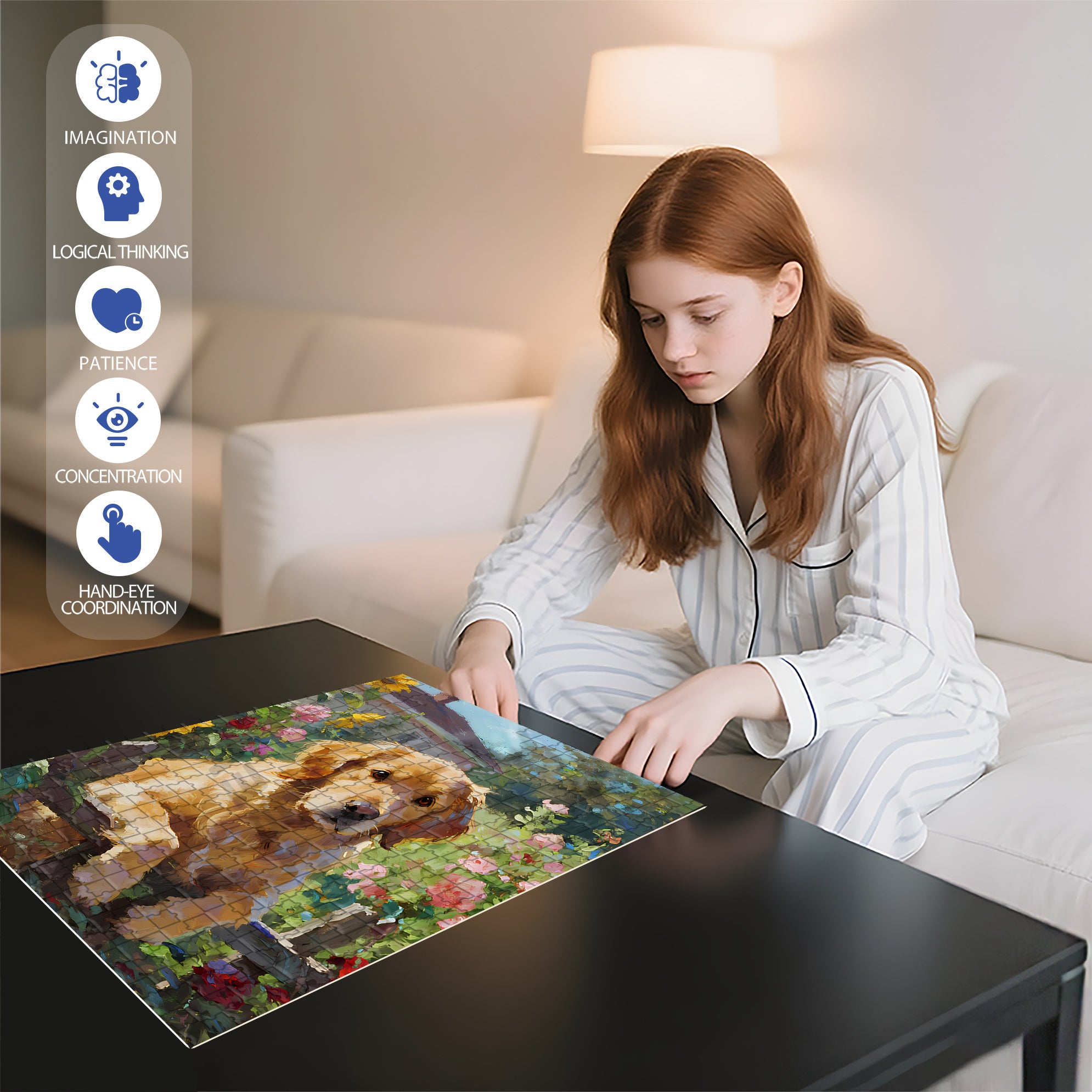 Golden Retriever 500pcs/1000pcs Jigsaw Puzzle, Scratch-Resistant, Interactive Family Game & Brain-Boosting DIY Decor, Perfect for Halloween, Christmas & New Year Gifts, Family Puzzle Game