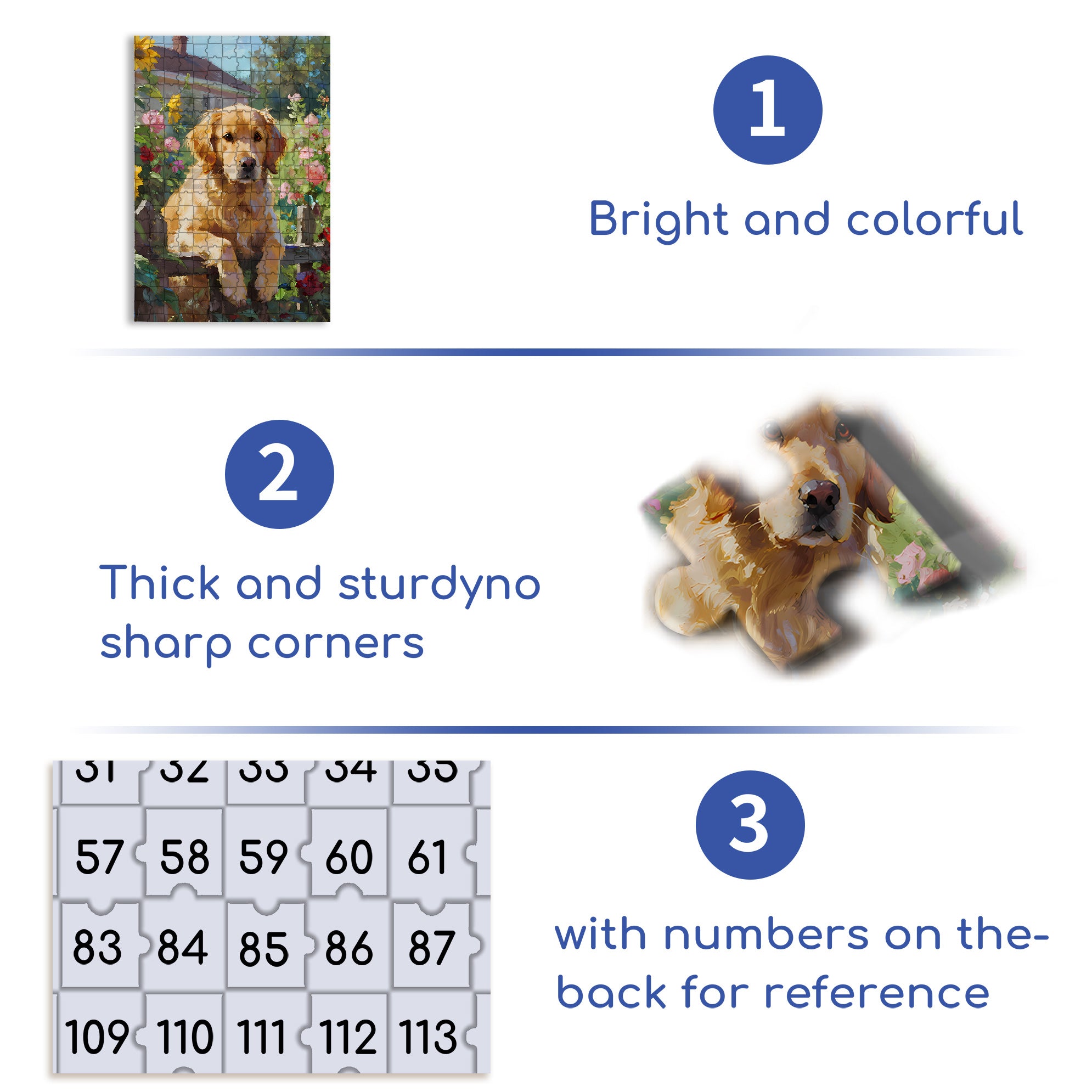 Golden Retriever 500pcs/1000pcs Jigsaw Puzzle, Scratch-Resistant, Interactive Family Game & Brain-Boosting DIY Decor, Perfect for Halloween, Christmas & New Year Gifts, Family Puzzle Game