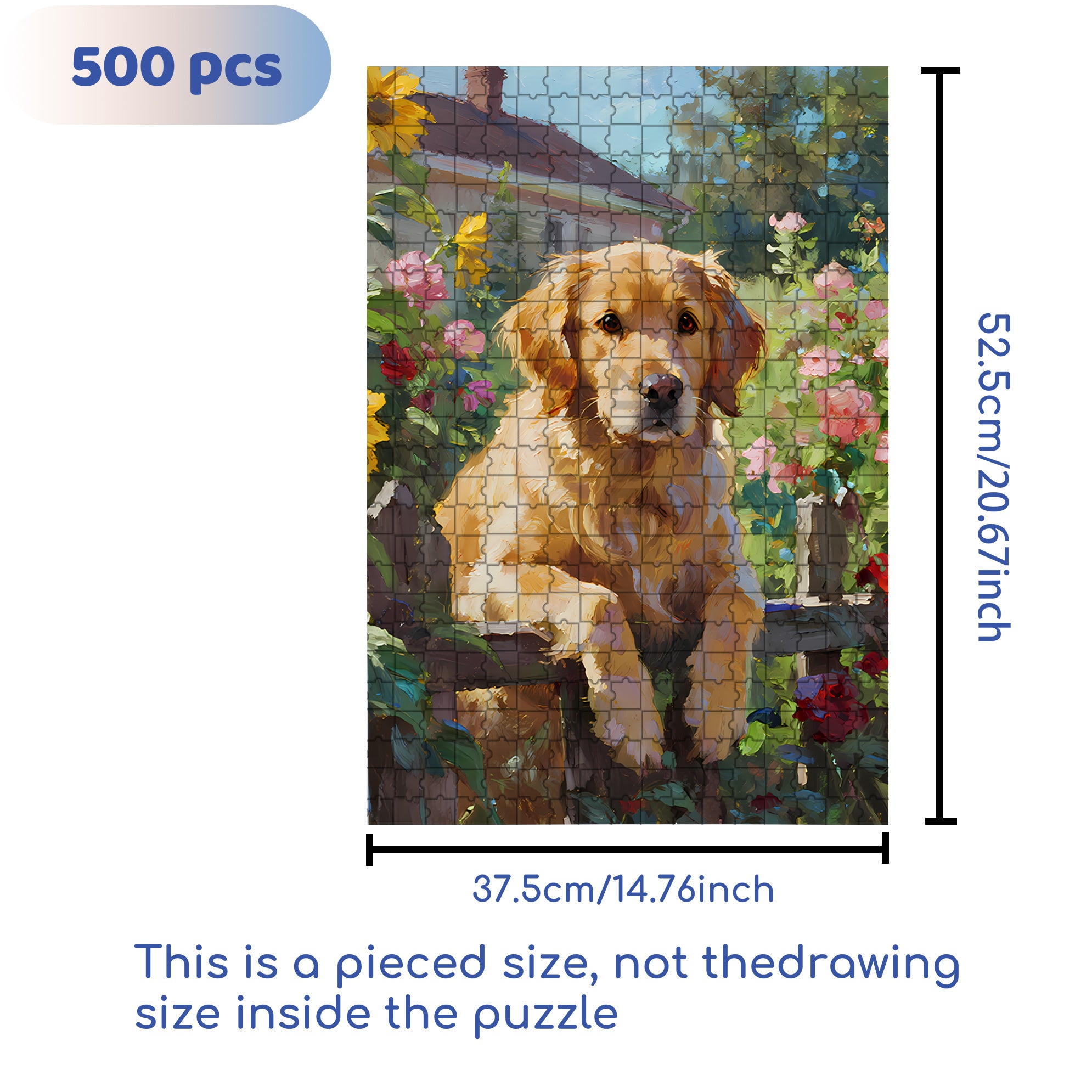 Golden Retriever 500pcs/1000pcs Jigsaw Puzzle, Scratch-Resistant, Interactive Family Game & Brain-Boosting DIY Decor, Perfect for Halloween, Christmas & New Year Gifts, Family Puzzle Game