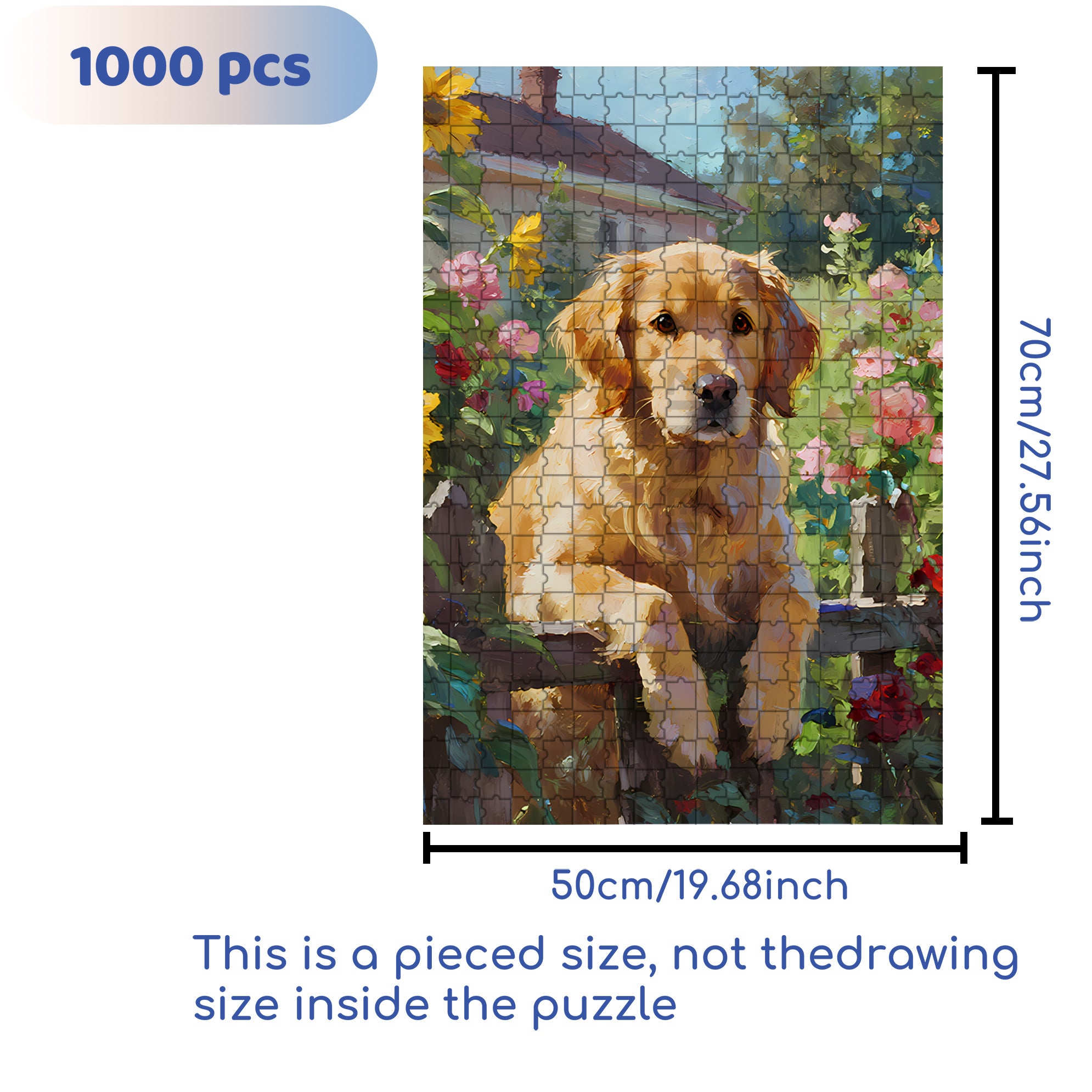 Golden Retriever 500pcs/1000pcs Jigsaw Puzzle, Scratch-Resistant, Interactive Family Game & Brain-Boosting DIY Decor, Perfect for Halloween, Christmas & New Year Gifts, Family Puzzle Game