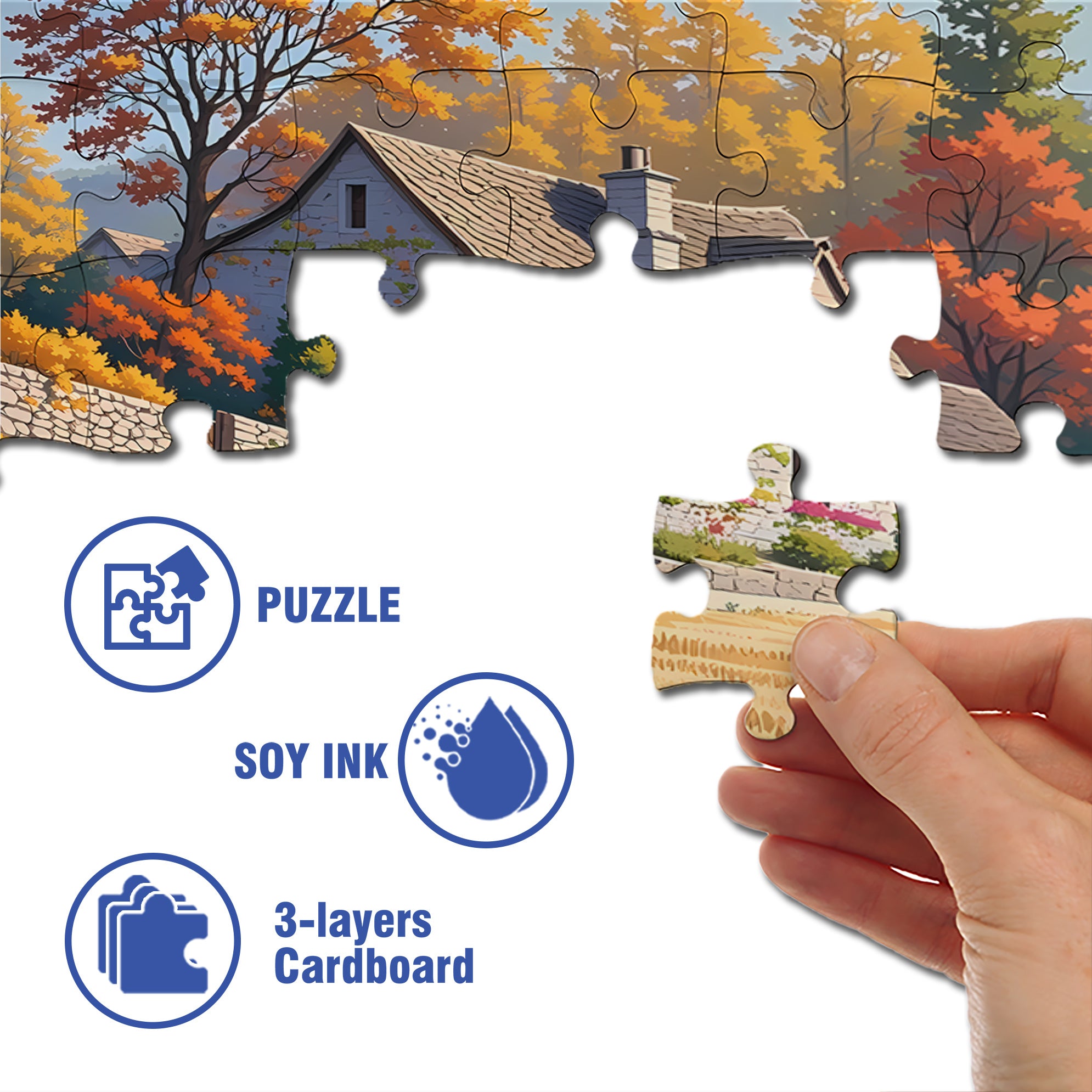Golden Wheat Fields 500pcs/1000pcs Jigsaw Puzzle, Scratch-Resistant, Interactive Family Game & Brain-Boosting DIY Decor, Perfect for Halloween, Christmas & New Year Gifts, Family Puzzle Game