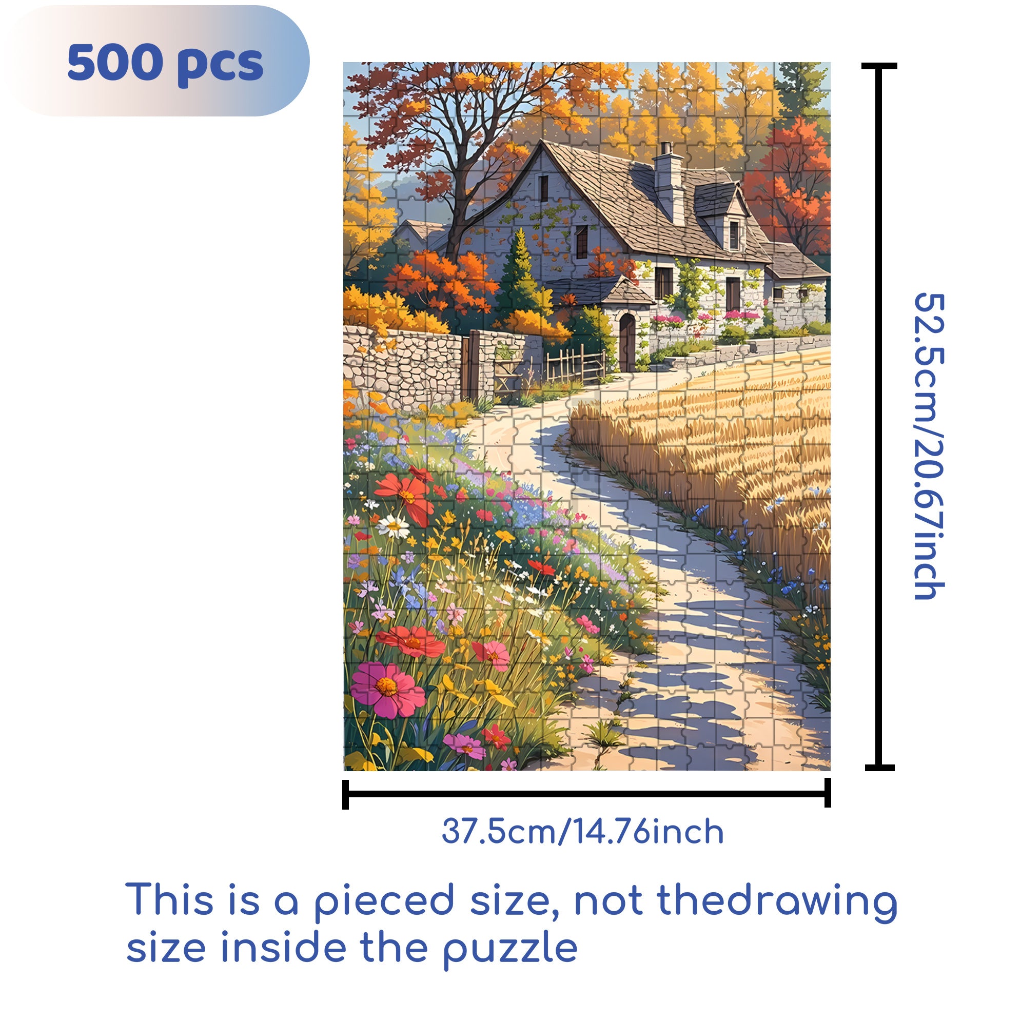 Golden Wheat Fields 500pcs/1000pcs Jigsaw Puzzle, Scratch-Resistant, Interactive Family Game & Brain-Boosting DIY Decor, Perfect for Halloween, Christmas & New Year Gifts, Family Puzzle Game