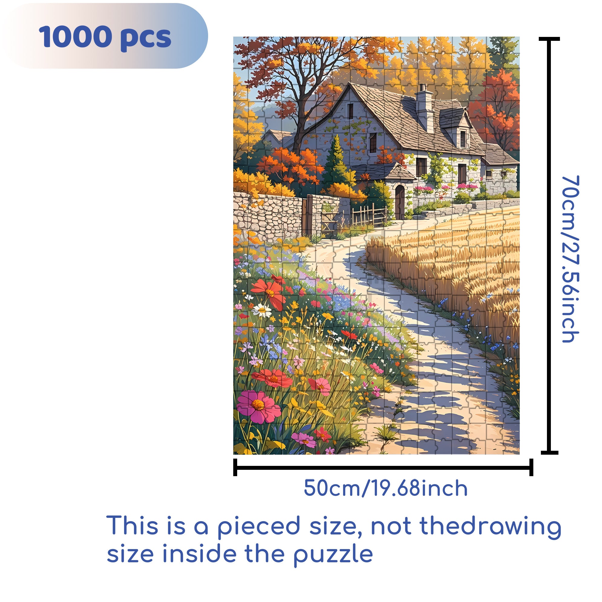 Golden Wheat Fields 500pcs/1000pcs Jigsaw Puzzle, Scratch-Resistant, Interactive Family Game & Brain-Boosting DIY Decor, Perfect for Halloween, Christmas & New Year Gifts, Family Puzzle Game