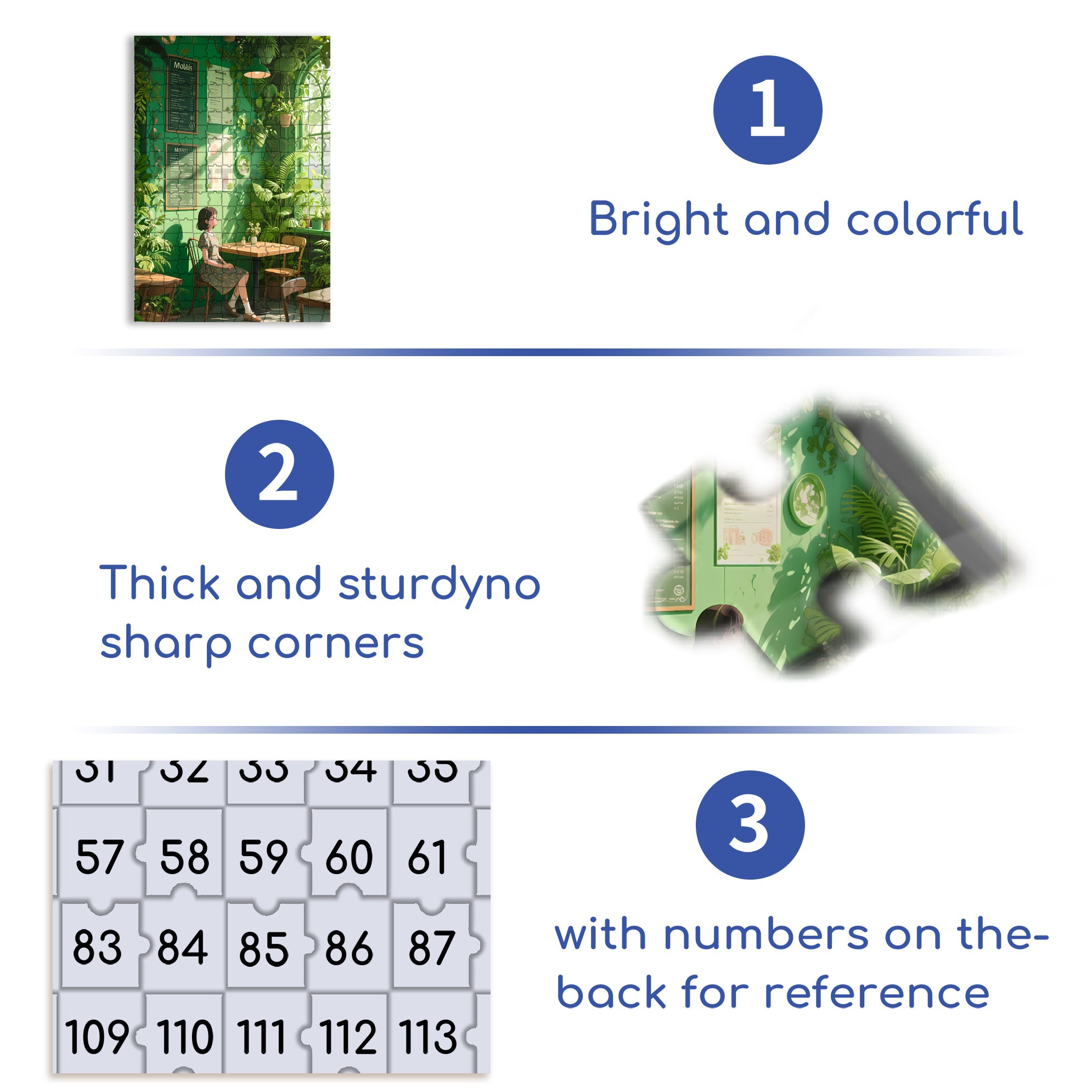 Green Cafe 500pcs/1000pcs Jigsaw Puzzle, Scratch-Resistant, Interactive Family Game & Brain-Boosting DIY Decor, Perfect for Halloween, Christmas & New Year Gifts, Family Puzzle Game