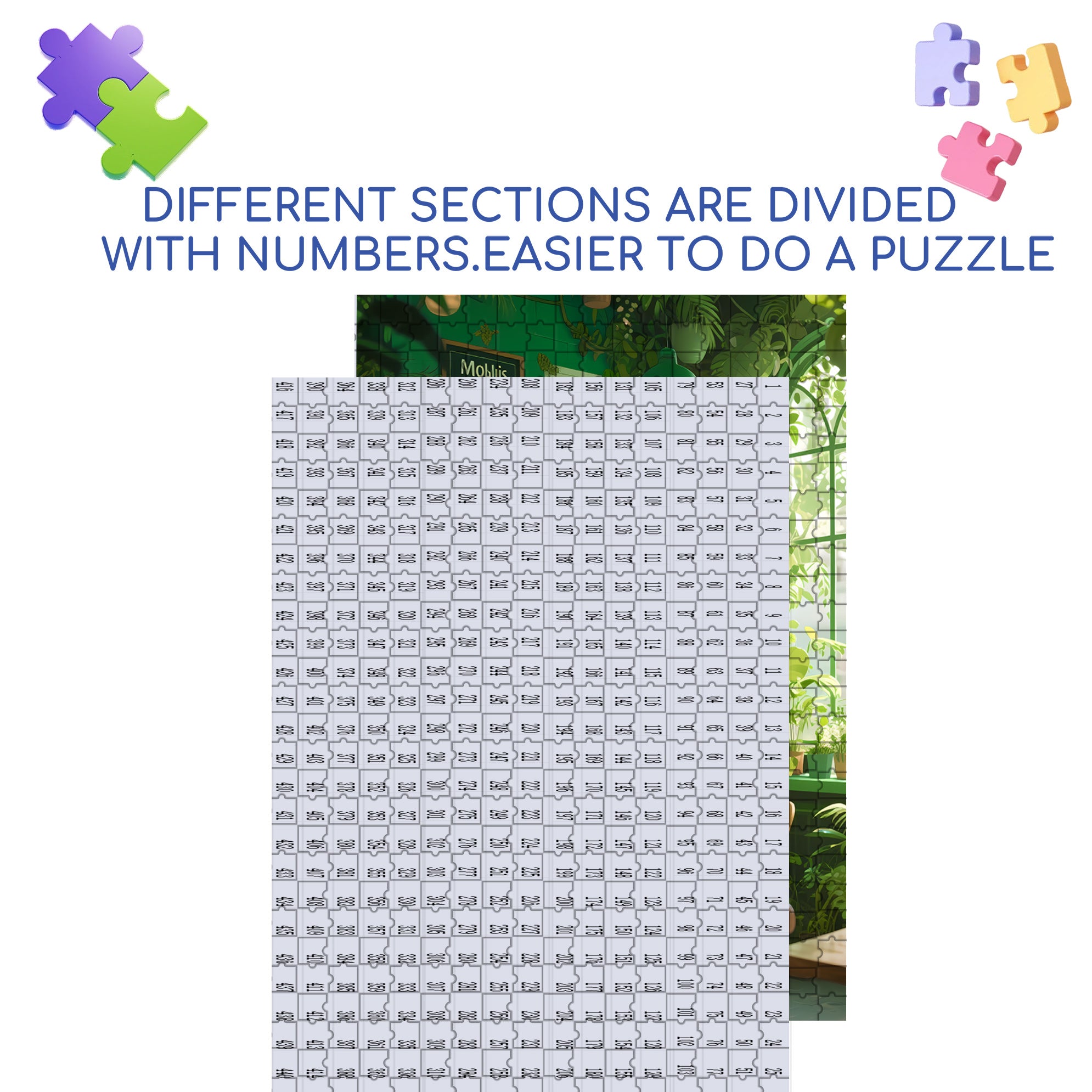 Green Cafe 500pcs/1000pcs Jigsaw Puzzle, Scratch-Resistant, Interactive Family Game & Brain-Boosting DIY Decor, Perfect for Halloween, Christmas & New Year Gifts, Family Puzzle Game