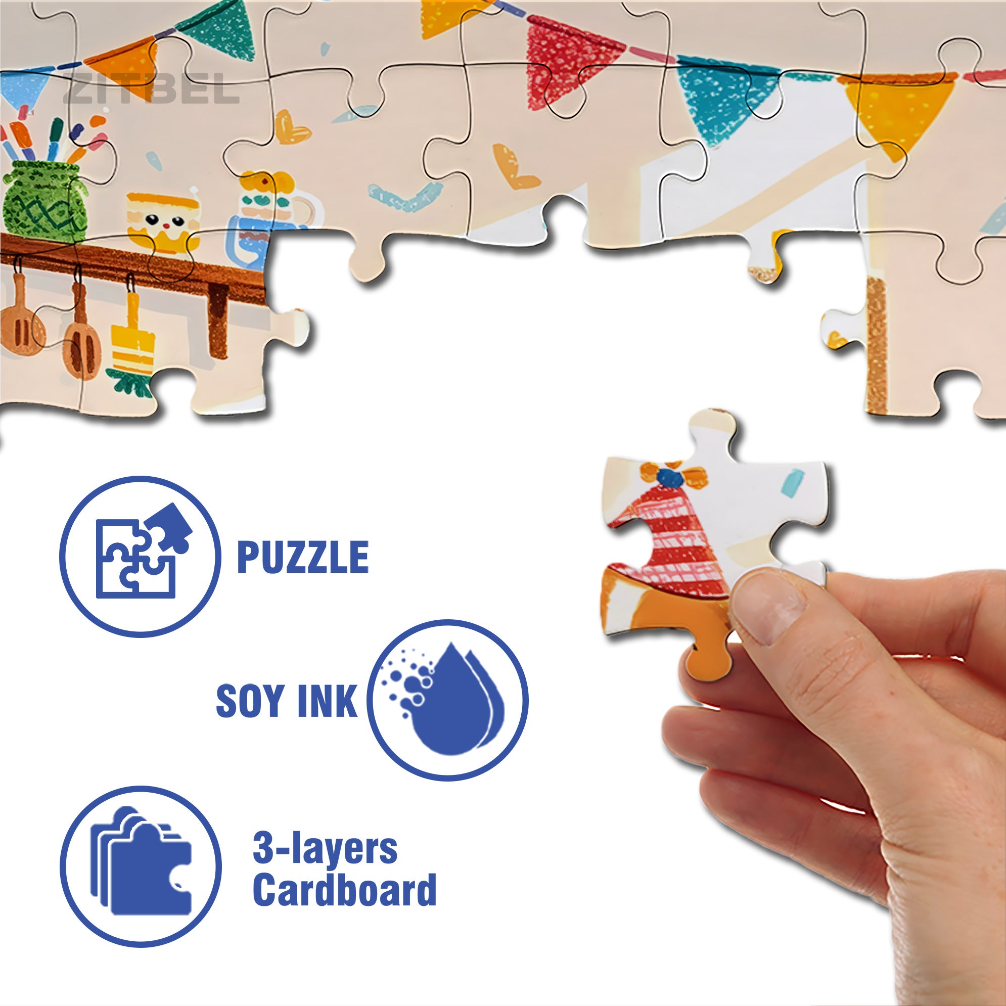 Happy Birthday To You 500pcs/1000pcs Jigsaw Puzzle, Scratch-Resistant, Interactive Family Game & Brain-Boosting DIY Decor, Perfect for Halloween, Christmas & New Year Gifts, Family Puzzle Game