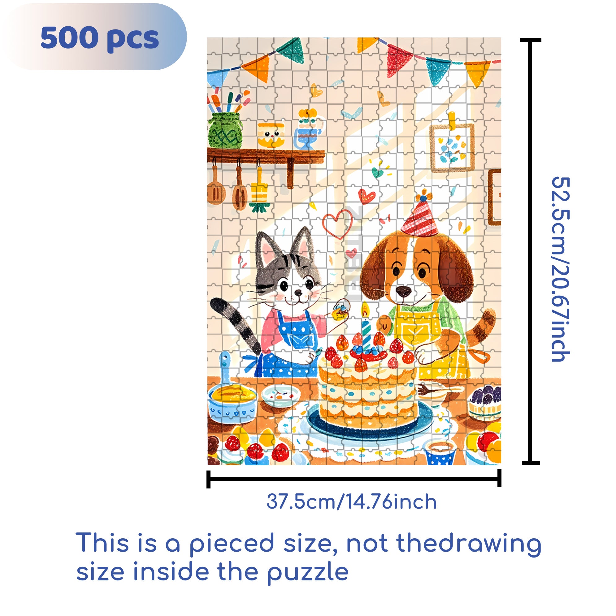 Happy Birthday To You 500pcs/1000pcs Jigsaw Puzzle, Scratch-Resistant, Interactive Family Game & Brain-Boosting DIY Decor, Perfect for Halloween, Christmas & New Year Gifts, Family Puzzle Game