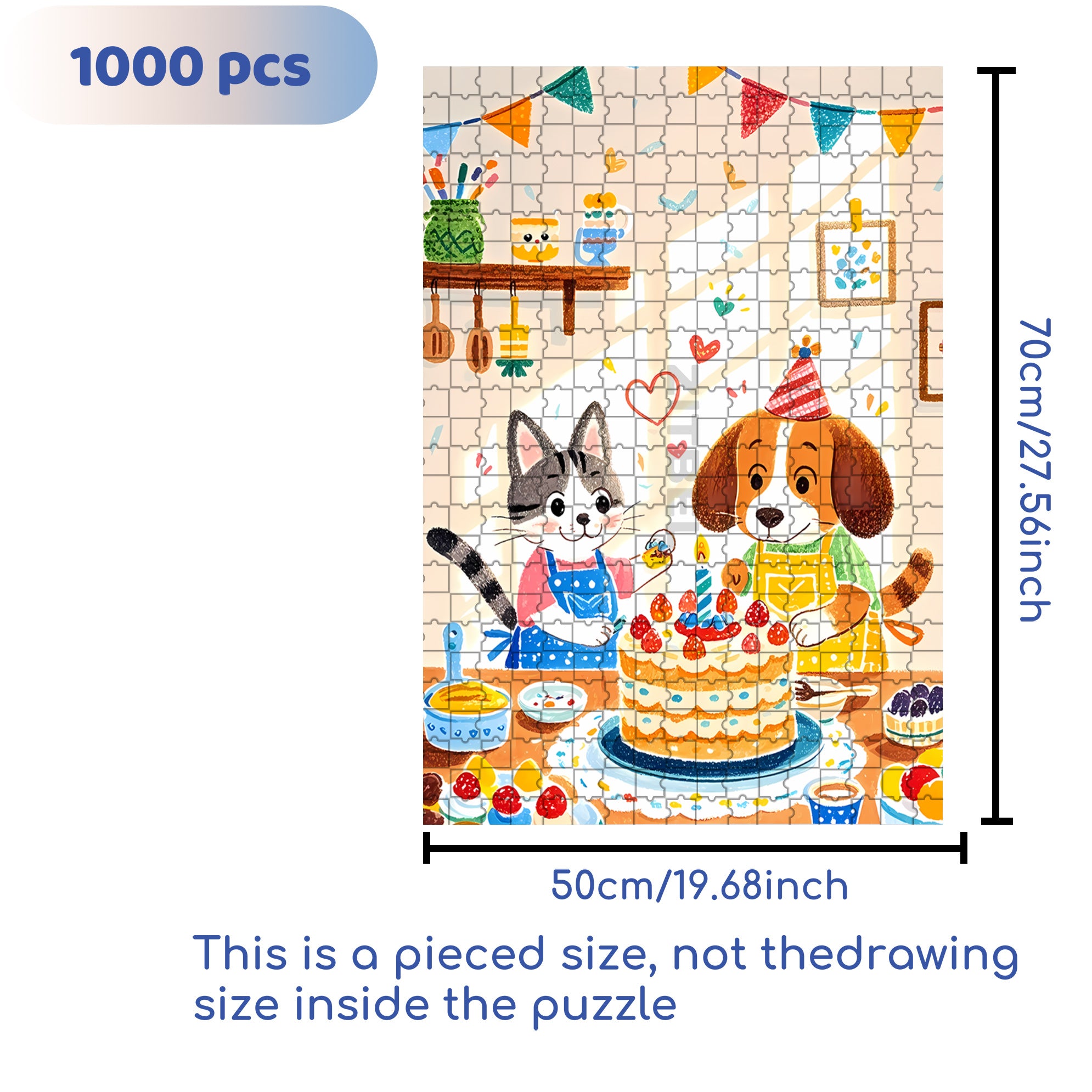 Happy Birthday To You 500pcs/1000pcs Jigsaw Puzzle, Scratch-Resistant, Interactive Family Game & Brain-Boosting DIY Decor, Perfect for Halloween, Christmas & New Year Gifts, Family Puzzle Game