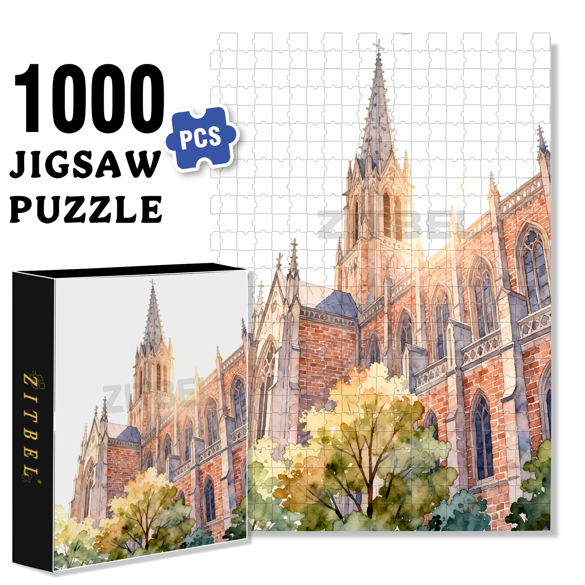 Holy Church 500pcs/1000pcs Jigsaw Puzzle, Scratch-Resistant, Interactive Family Game & Brain-Boosting DIY Decor, Perfect for Halloween, Christmas & New Year Gifts, Family Puzzle Game