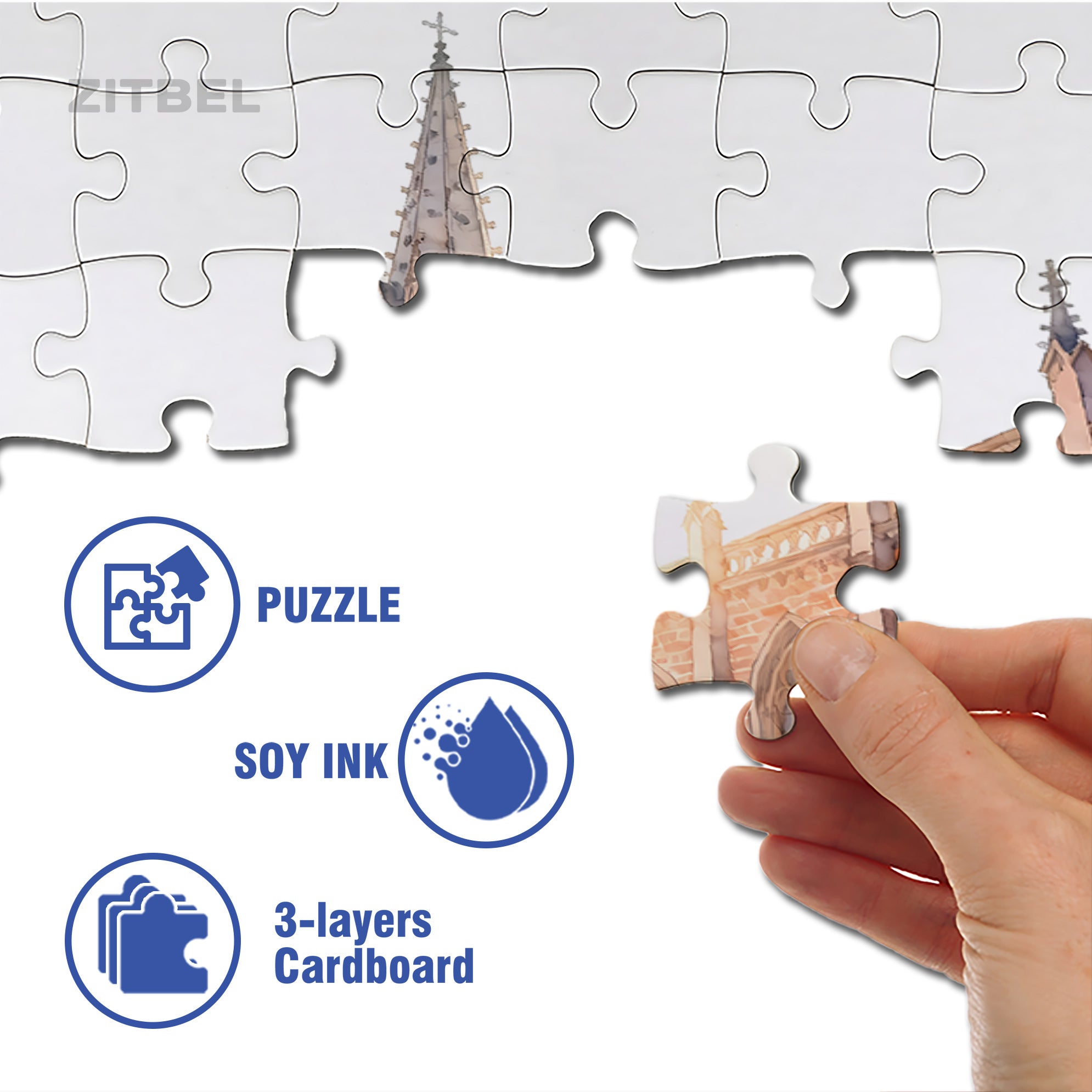 Holy Church 500pcs/1000pcs Jigsaw Puzzle, Scratch-Resistant, Interactive Family Game & Brain-Boosting DIY Decor, Perfect for Halloween, Christmas & New Year Gifts, Family Puzzle Game