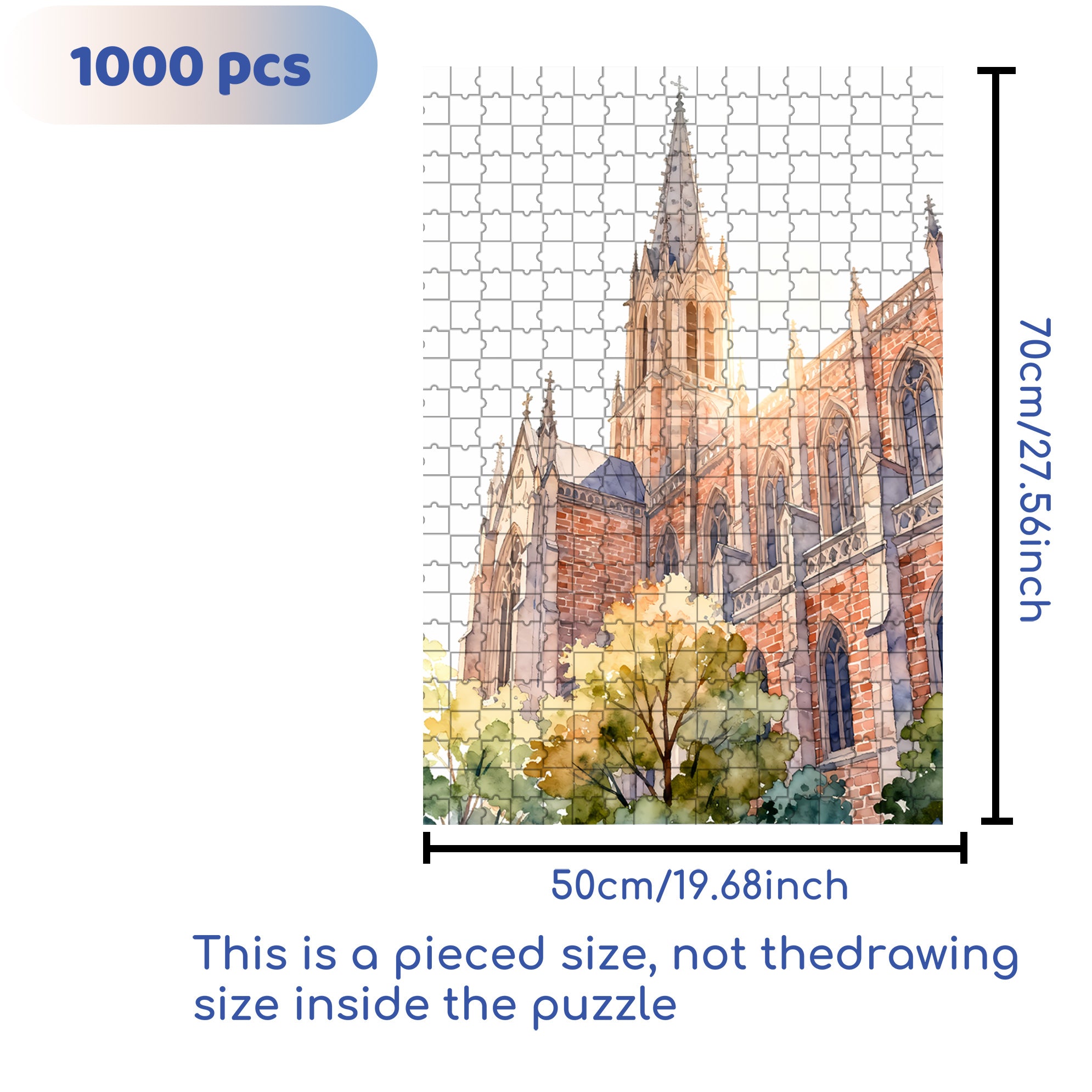 Holy Church 500pcs/1000pcs Jigsaw Puzzle, Scratch-Resistant, Interactive Family Game & Brain-Boosting DIY Decor, Perfect for Halloween, Christmas & New Year Gifts, Family Puzzle Game