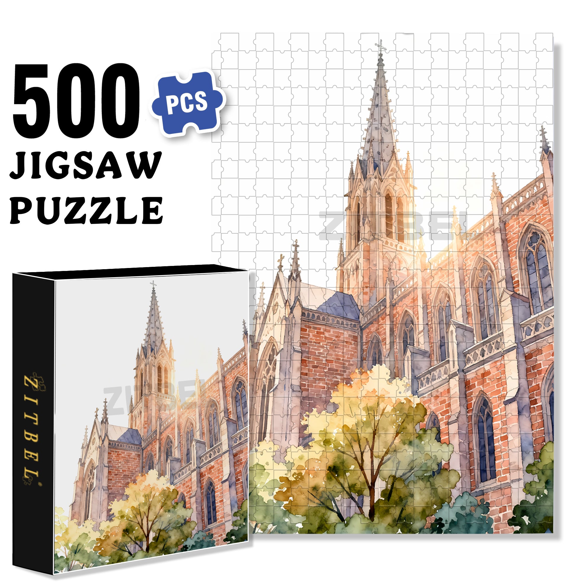 Holy Church 500pcs/1000pcs Jigsaw Puzzle, Scratch-Resistant, Interactive Family Game & Brain-Boosting DIY Decor, Perfect for Halloween, Christmas & New Year Gifts, Family Puzzle Game