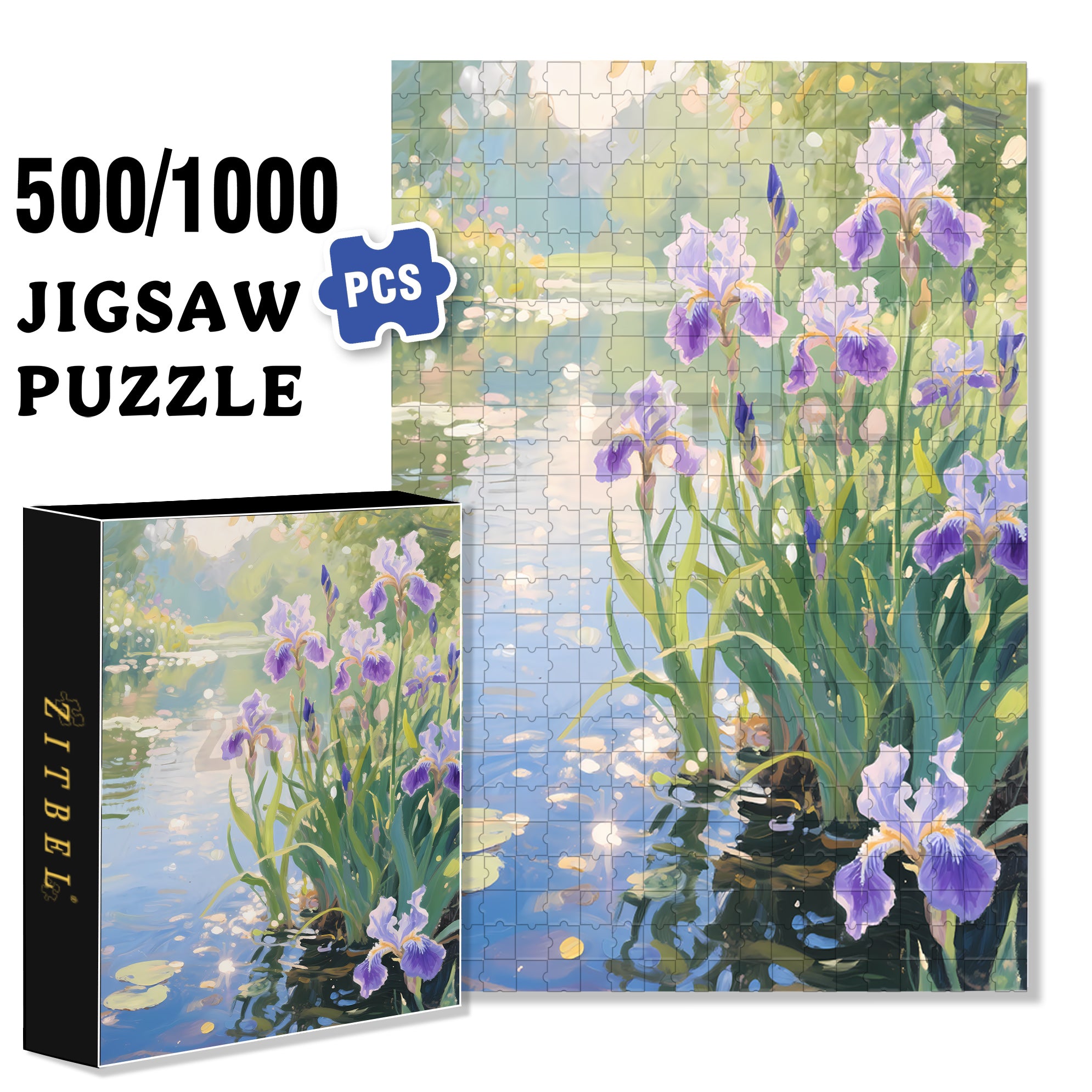 Iris Summer 500pcs/1000pcs Jigsaw Puzzle, Scratch-Resistant, Interactive Family Game & Brain-Boosting DIY Decor, Perfect for Halloween, Christmas & New Year Gifts, Family Puzzle Game