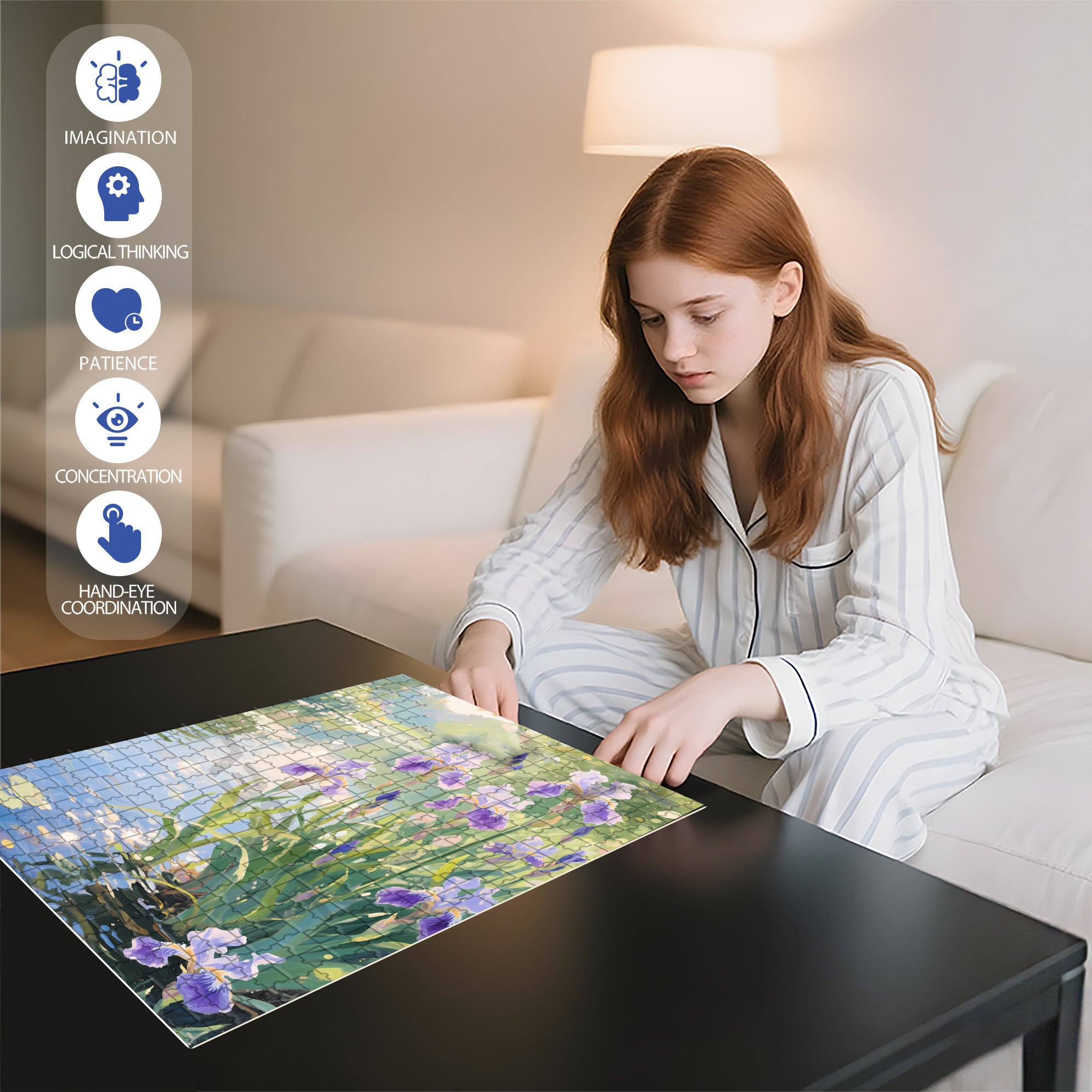 Iris Summer 500pcs/1000pcs Jigsaw Puzzle, Scratch-Resistant, Interactive Family Game & Brain-Boosting DIY Decor, Perfect for Halloween, Christmas & New Year Gifts, Family Puzzle Game