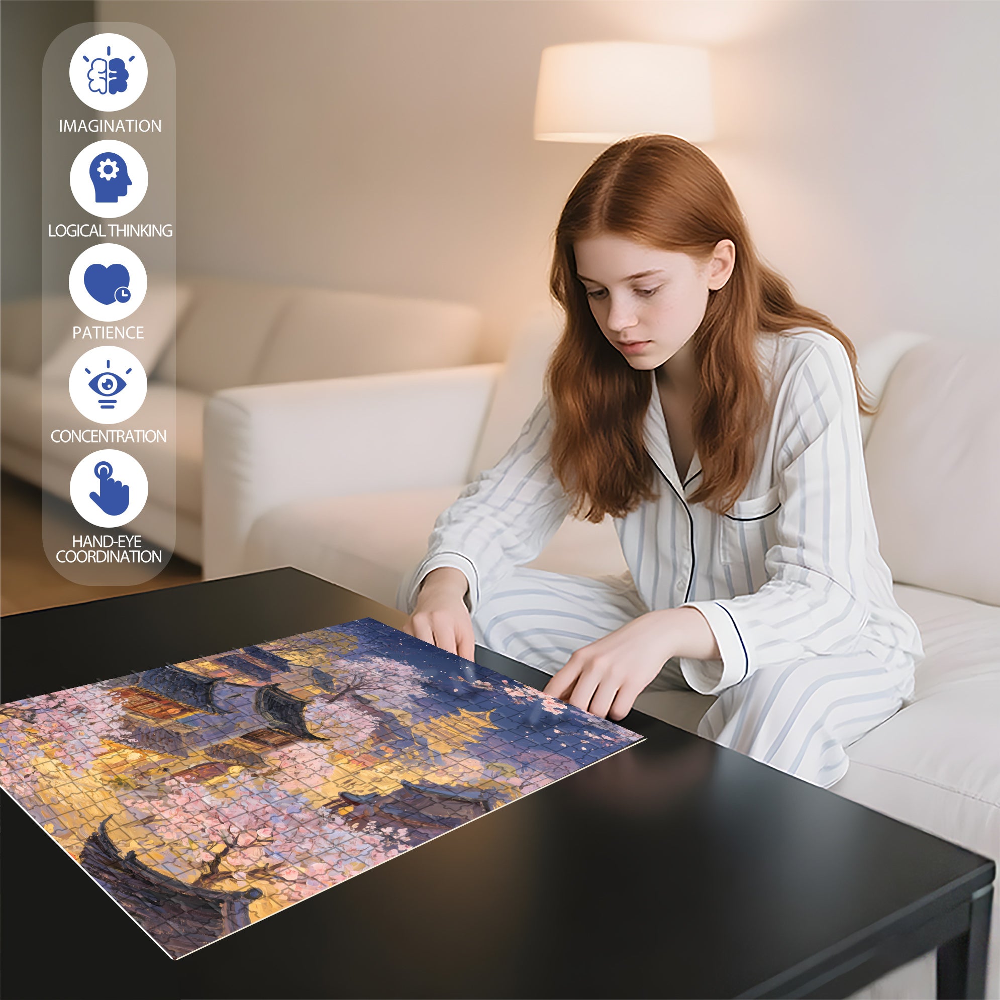 Kyoto 500pcs/1000pcs Jigsaw Puzzle, Scratch-Resistant, Interactive Family Game & Brain-Boosting DIY Decor, Perfect for Halloween, Christmas & New Year Gifts, Family Puzzle Game