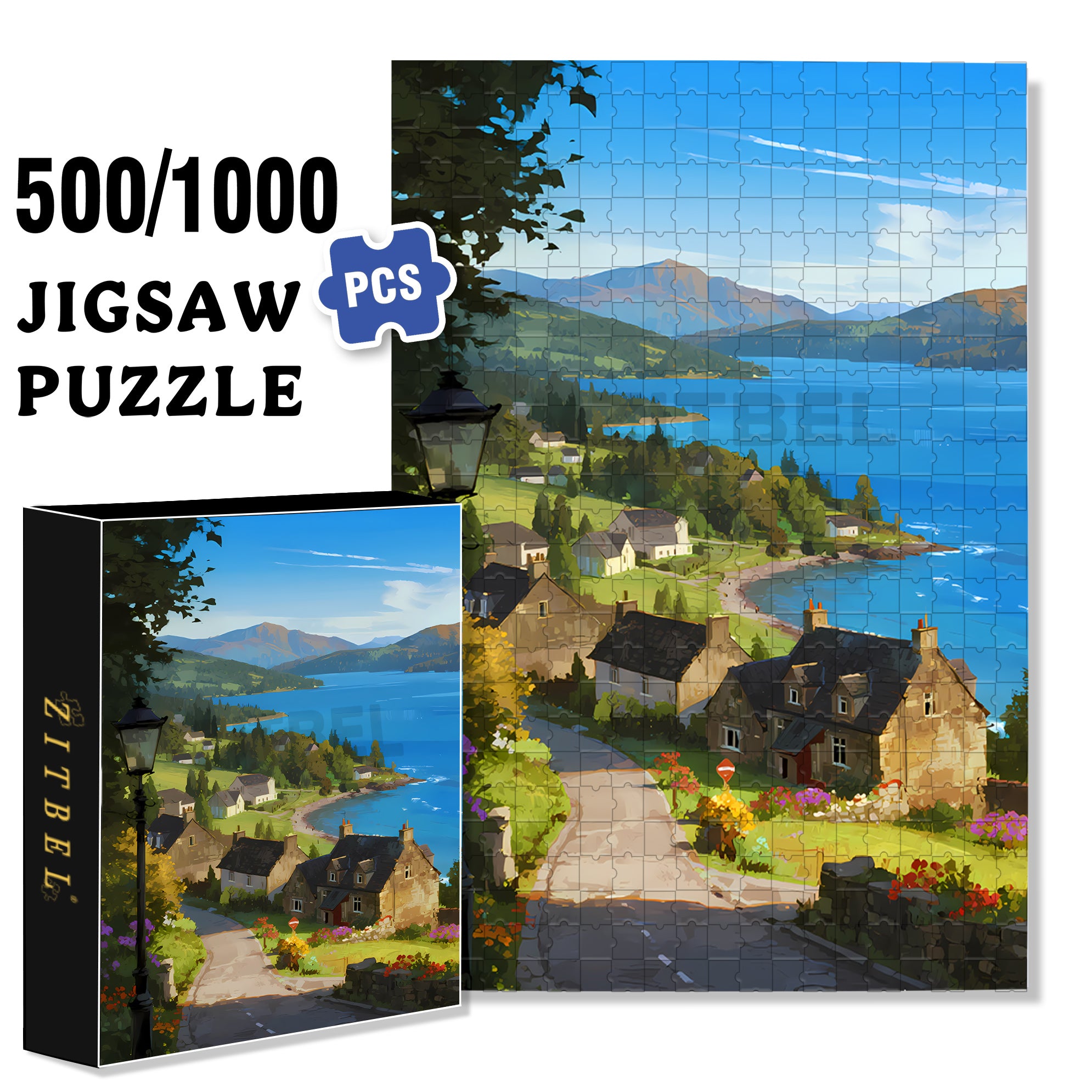 Lake Luce 500pcs/1000pcs Jigsaw Puzzle, Scratch-Resistant, Interactive Family Game & Brain-Boosting DIY Decor, Perfect for Halloween, Christmas & New Year Gifts, Family Puzzle Game