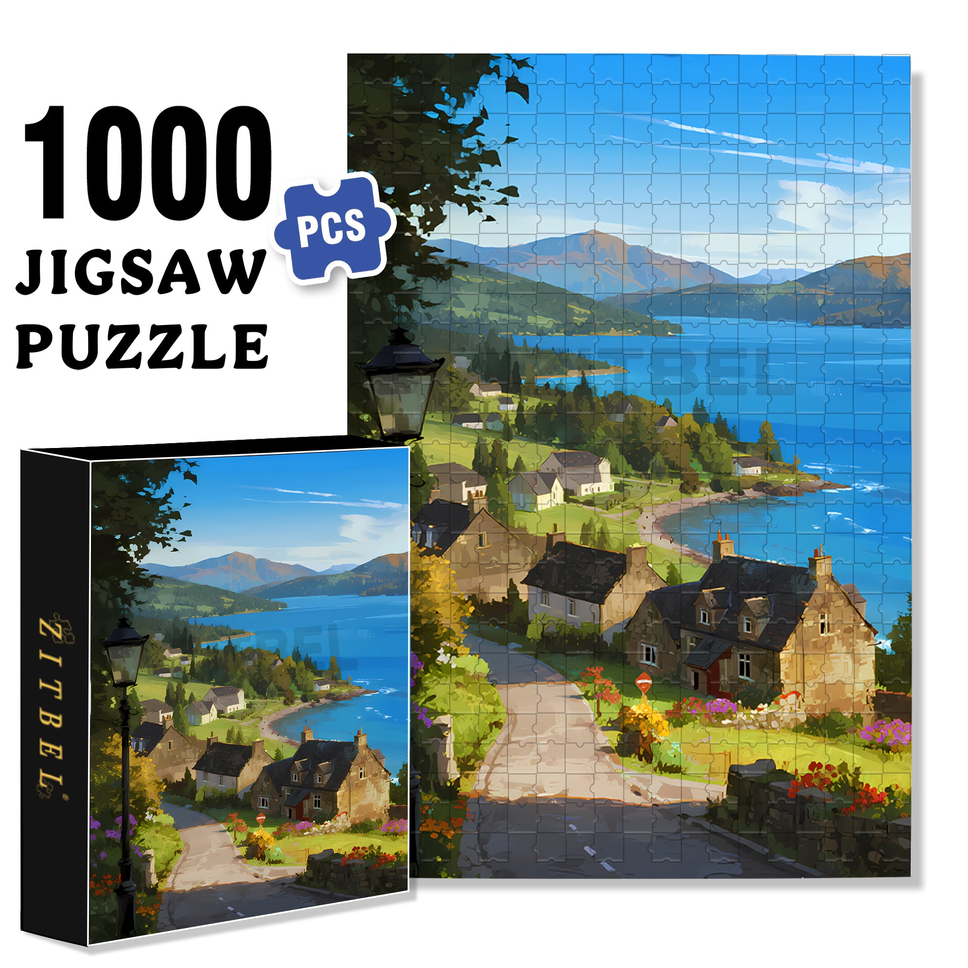 Lake Luce 500pcs/1000pcs Jigsaw Puzzle, Scratch-Resistant, Interactive Family Game & Brain-Boosting DIY Decor, Perfect for Halloween, Christmas & New Year Gifts, Family Puzzle Game