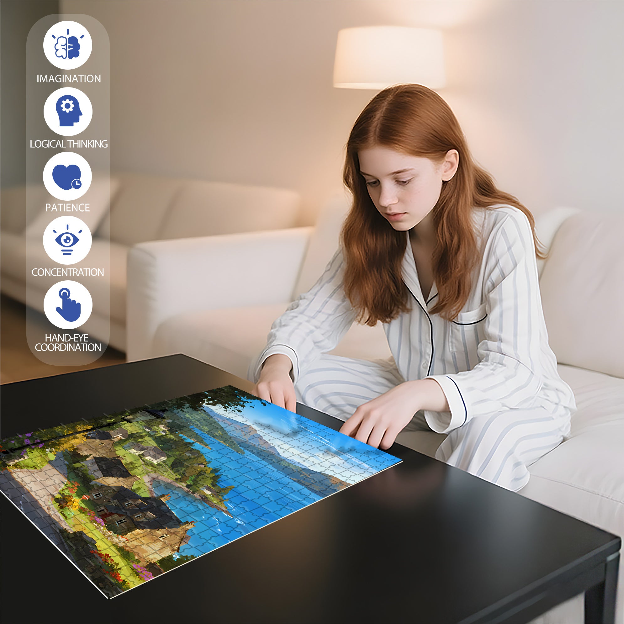 Lake Luce 500pcs/1000pcs Jigsaw Puzzle, Scratch-Resistant, Interactive Family Game & Brain-Boosting DIY Decor, Perfect for Halloween, Christmas & New Year Gifts, Family Puzzle Game