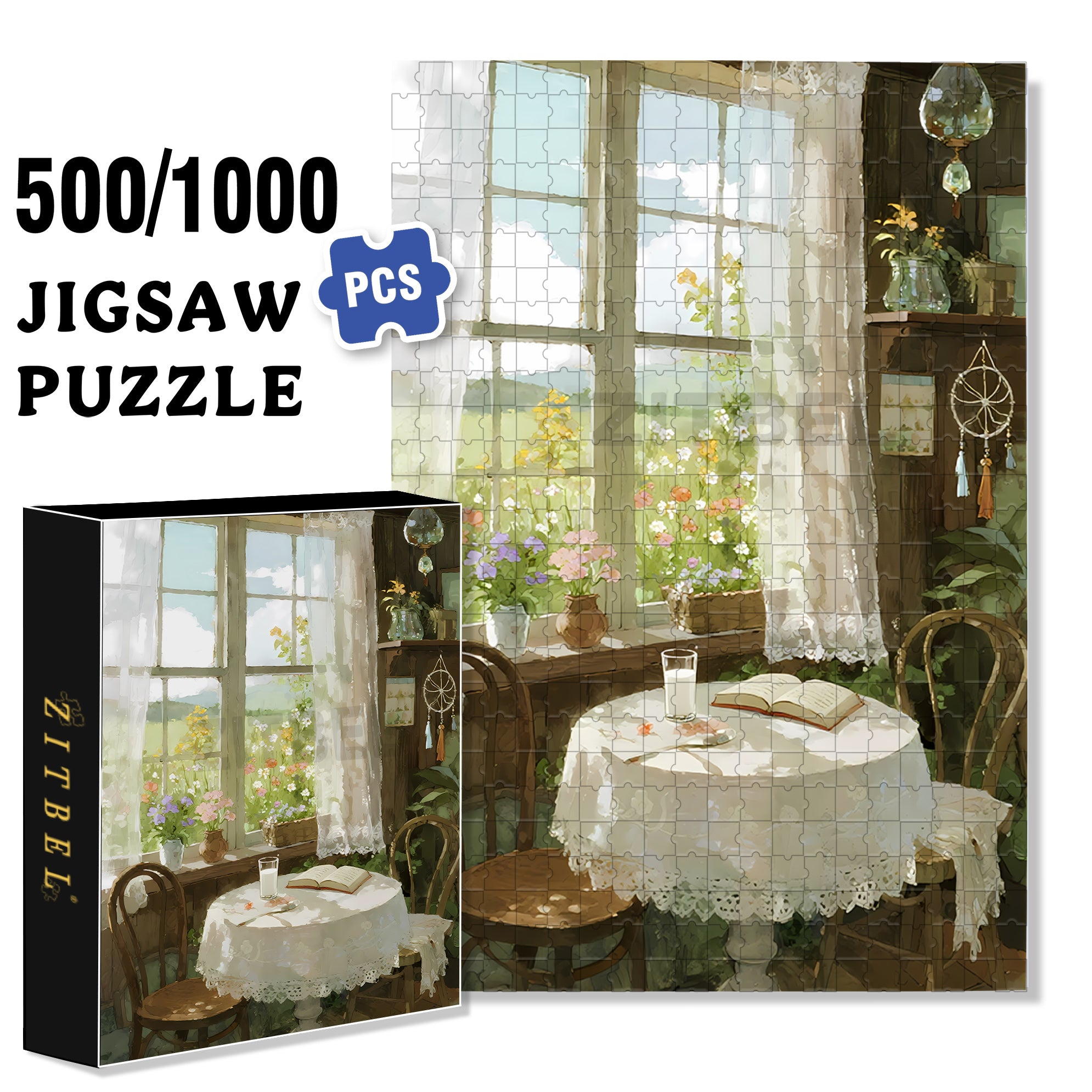 Longing For Life 500pcs/1000pcs Jigsaw Puzzle, Scratch-Resistant, Interactive Family Game & Brain-Boosting DIY Decor, Perfect for Halloween, Christmas & New Year Gifts, Family Puzzle Game