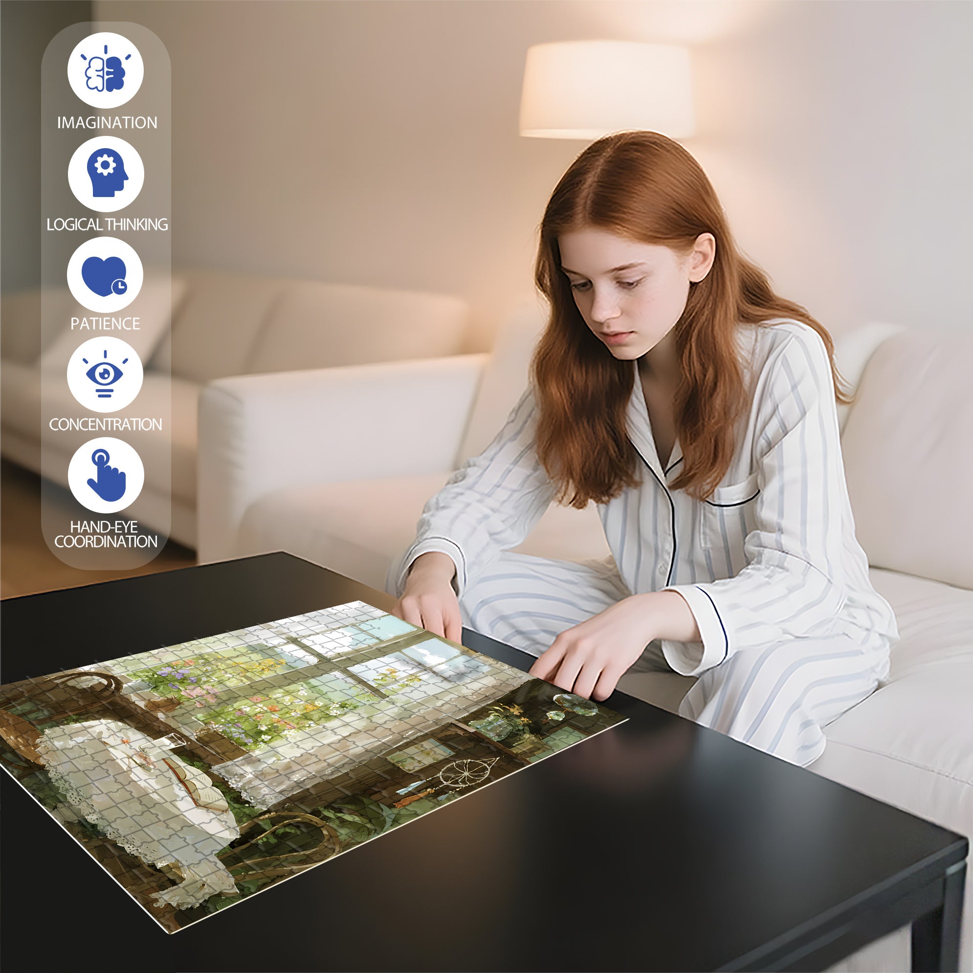 Longing For Life 500pcs/1000pcs Jigsaw Puzzle, Scratch-Resistant, Interactive Family Game & Brain-Boosting DIY Decor, Perfect for Halloween, Christmas & New Year Gifts, Family Puzzle Game